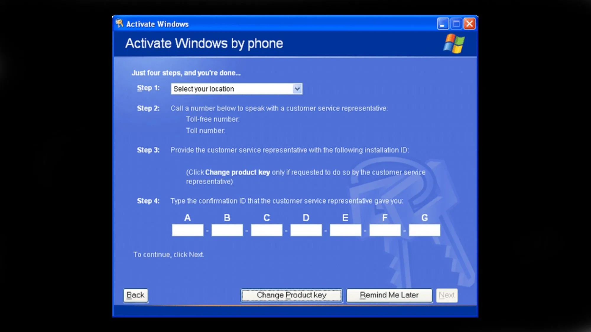 Cửa sổ kích hoạt sản phẩm Windows XP, yêu cầu người dùng đăng ký hệ điều hành