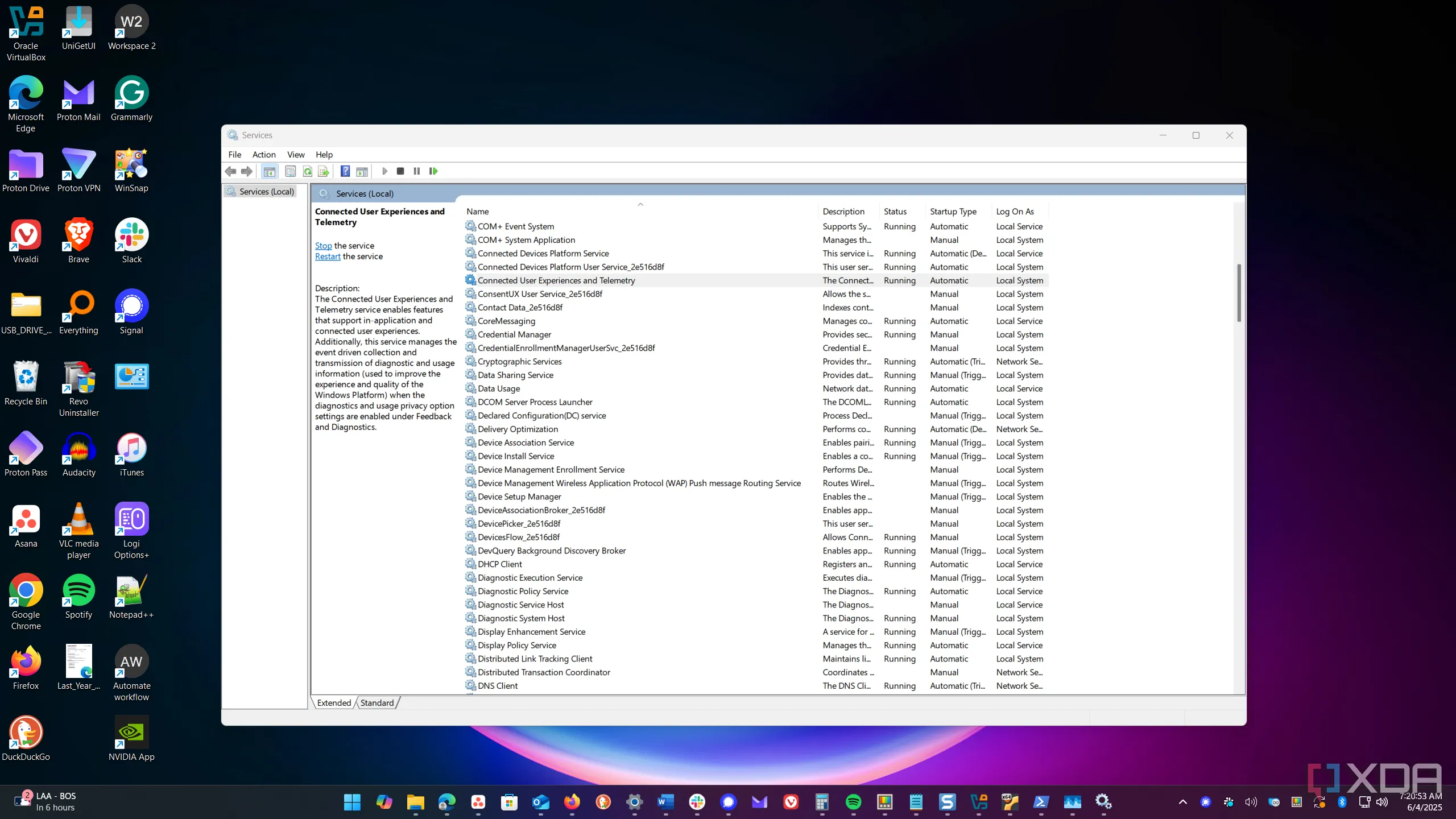 Cửa sổ Services (Dịch vụ) của Windows 11