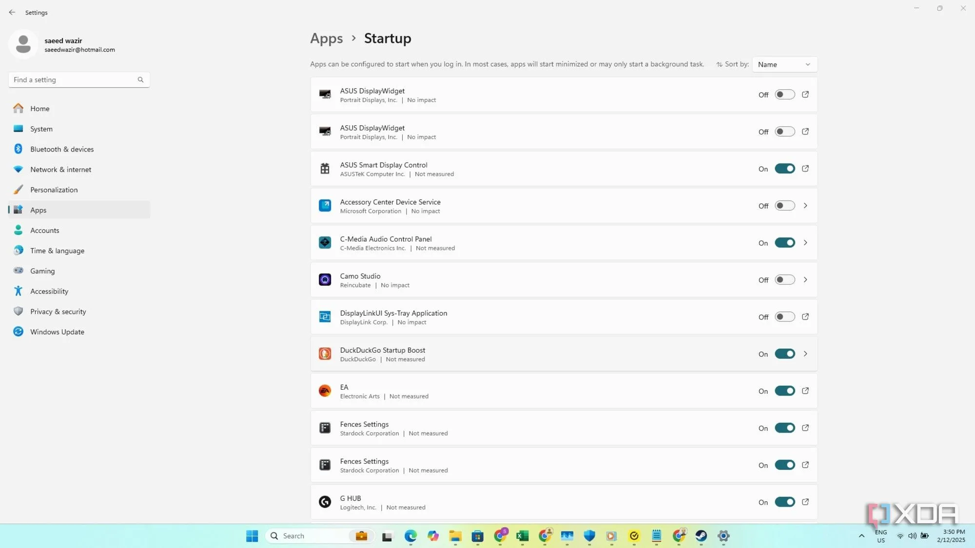 Danh sách ứng dụng khởi động trên Windows 11