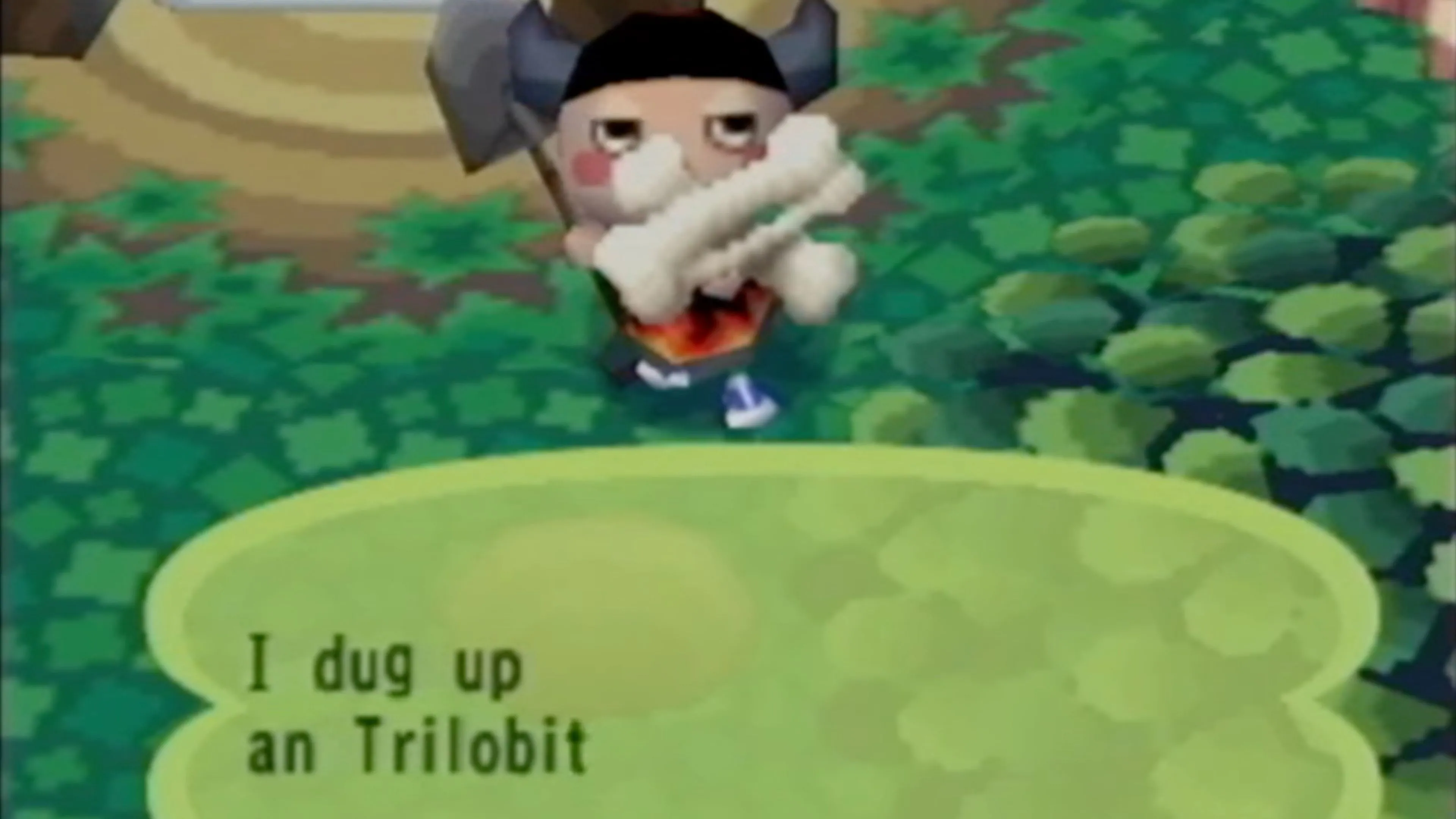 Đào một hóa thạch Trilobit trong Animal Crossing