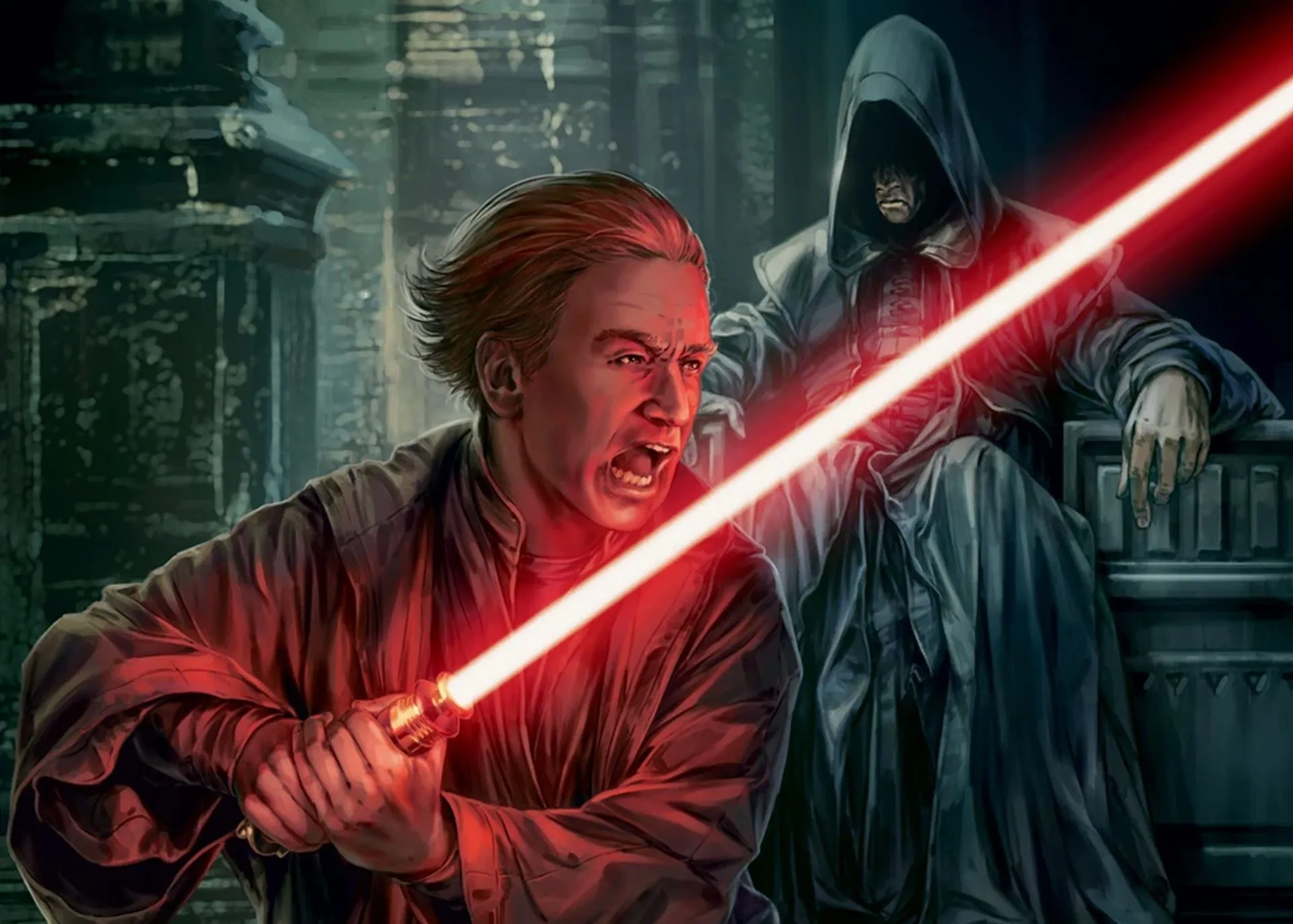 Darth Plagueis bí mật huấn luyện người học việc Palpatine về Thần lực và nghệ thuật thao túng, đánh dấu khởi nguồn sự trỗi dậy của Hoàng đế.