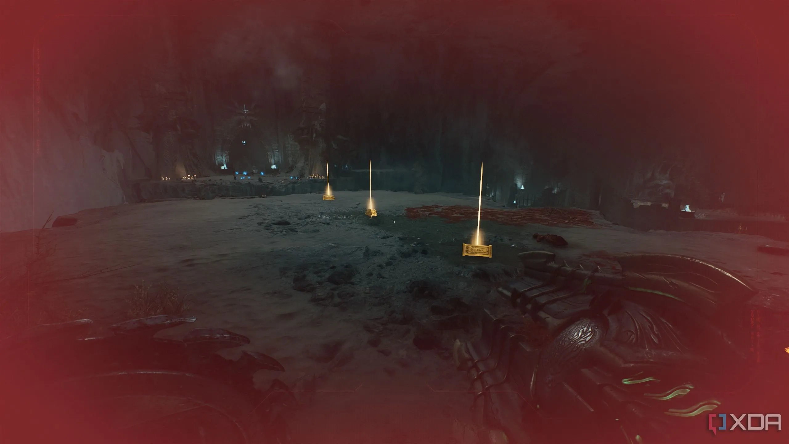 Dấu vết thỏi vàng trên nền tảng Mancubus trong Chapter 19 Doom: The Dark Ages