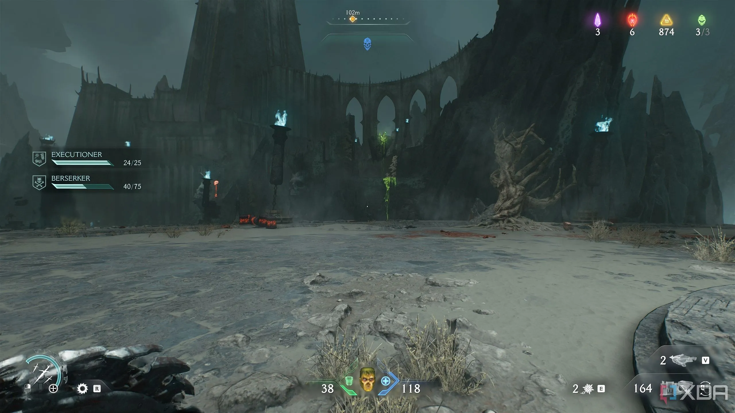 Đỉnh nền tảng sau cầu thang xoắn ốc trong Chapter 19 Doom: The Dark Ages