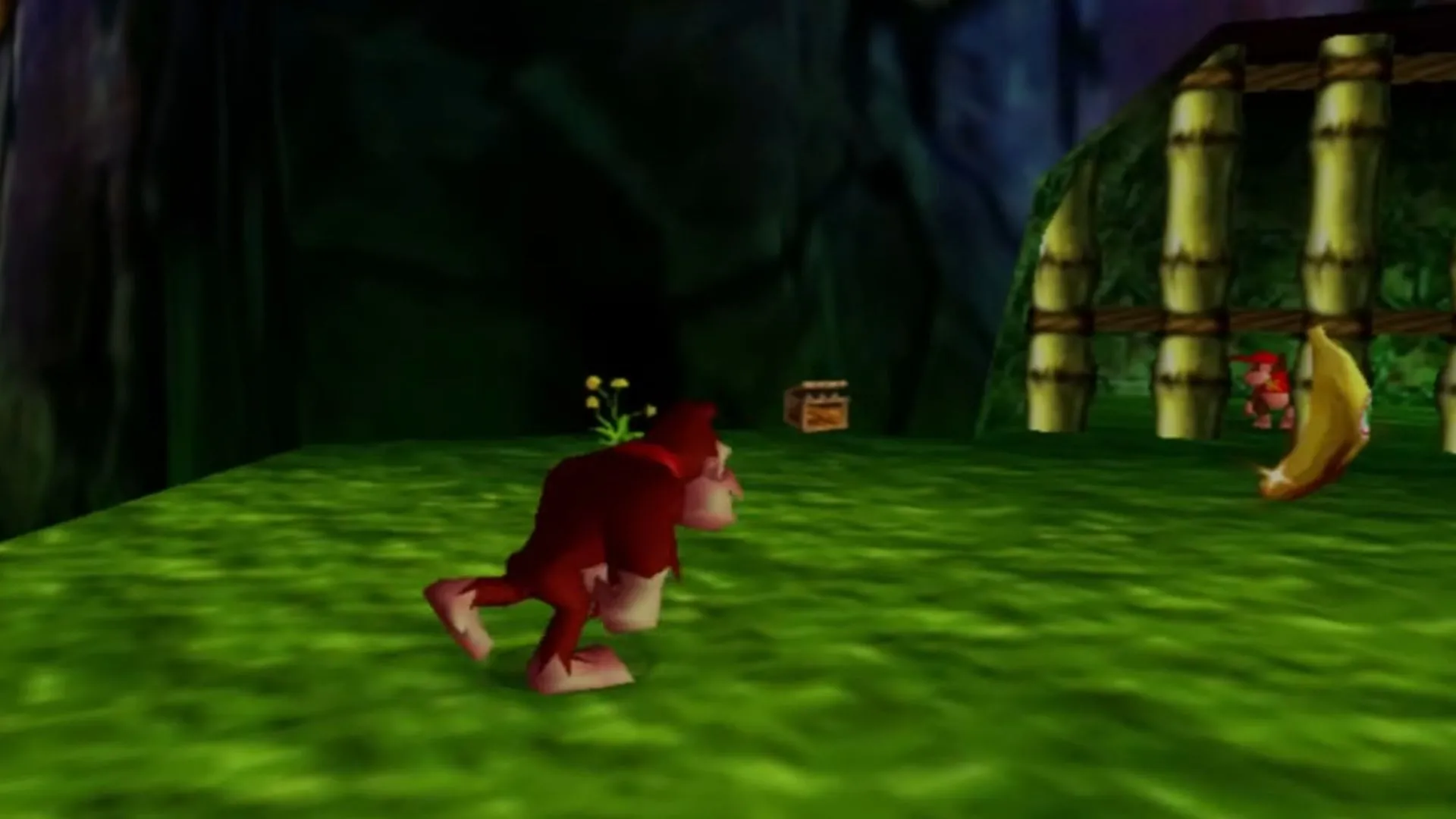 Donkey Kong trong Donkey Kong 64 đang thu thập chuối vàng đặc trưng