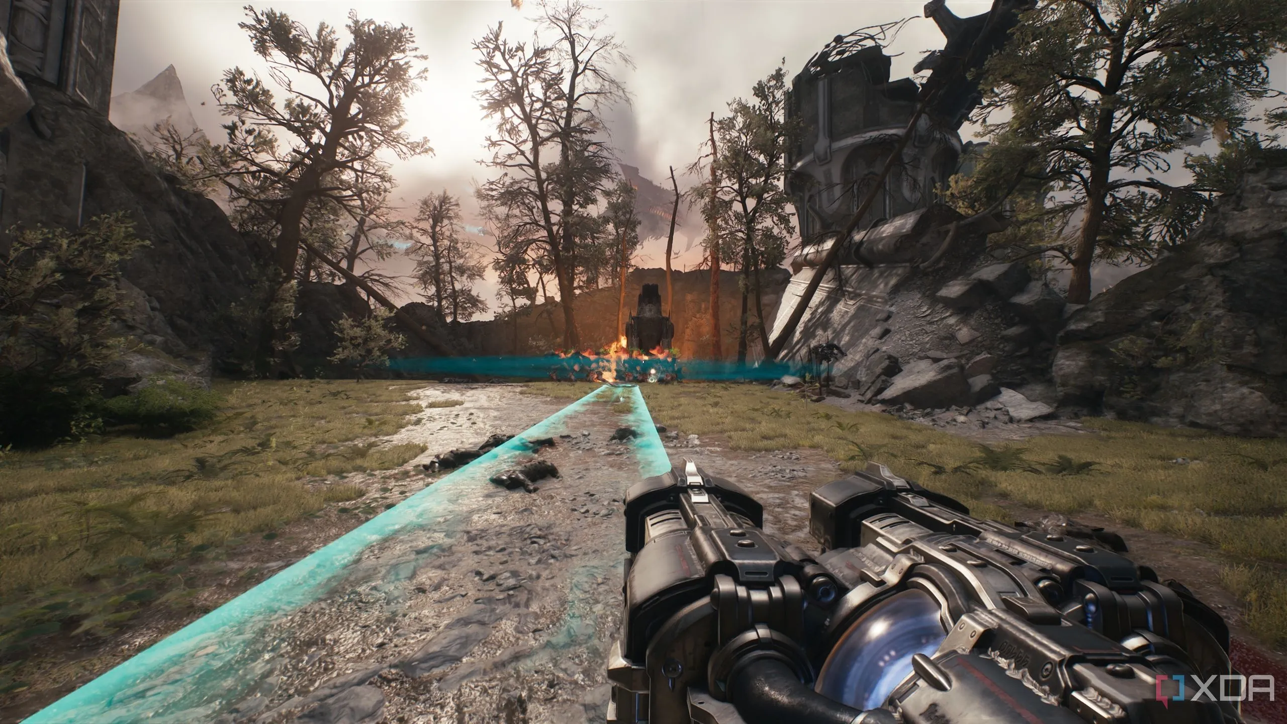 Doom Slayer ném khiên về phía pháo binh thứ 4 và lính khiên