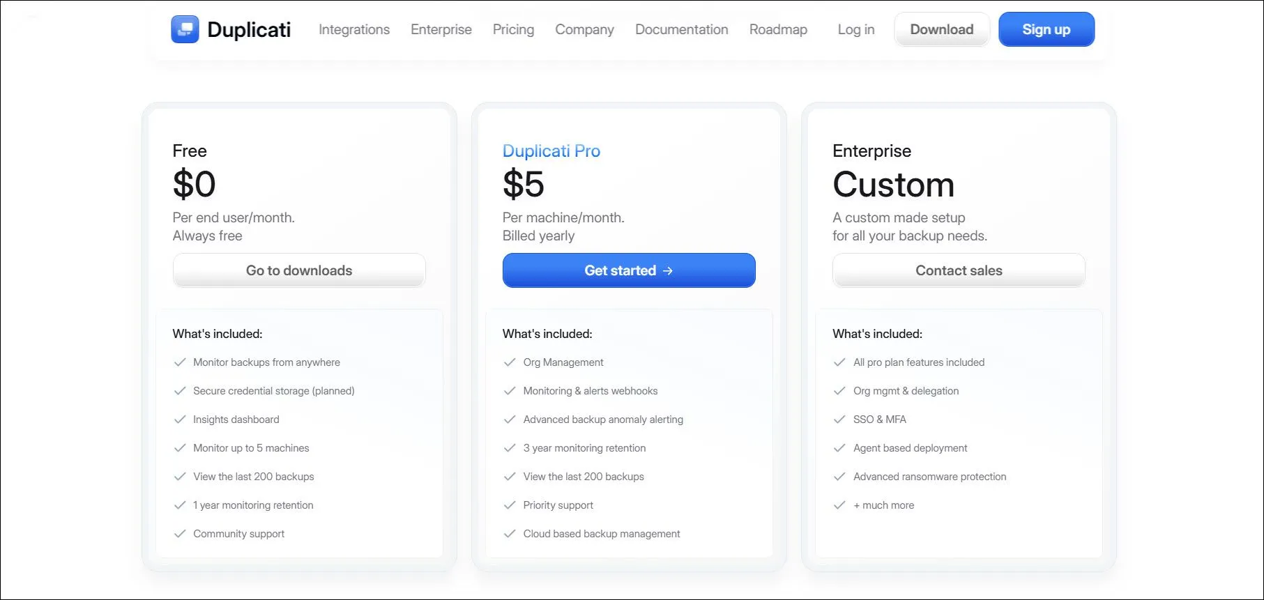 Duplicati các phiên bản miễn phí và trả phí