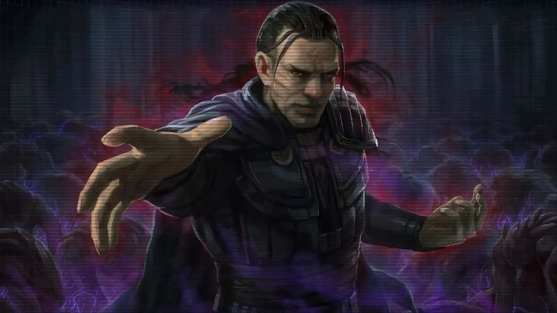 Exar Kun, cựu Jedi đã ngã xuống bóng tối, xuất hiện dưới dạng hologram trong vũ trụ Star Wars: The Old Republic, biểu tượng của sự sa ngã.