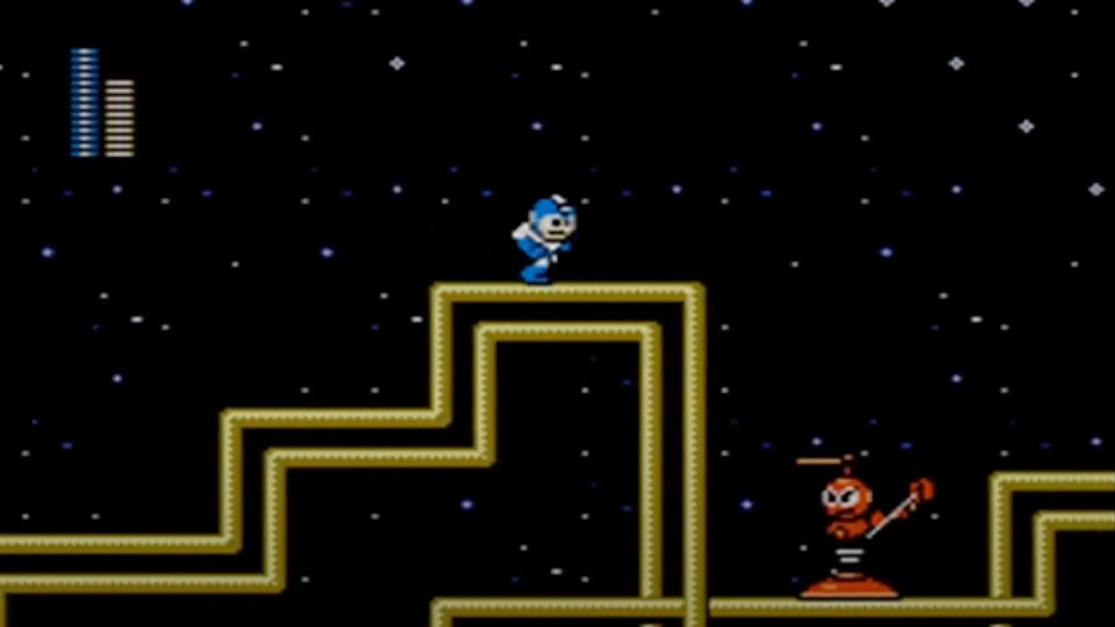 Gameplay Mega Man 2 với các kẻ thù và môi trường đặc trưng