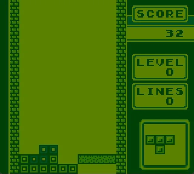 Gameplay Tetris Game Boy với các khối hình dạng khác nhau