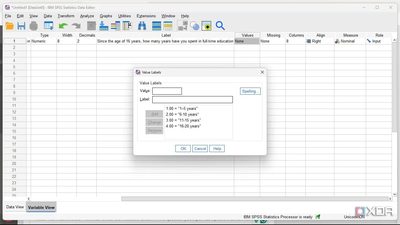 Gán giá trị số tương ứng với các lựa chọn trả lời cho biến trong SPSS