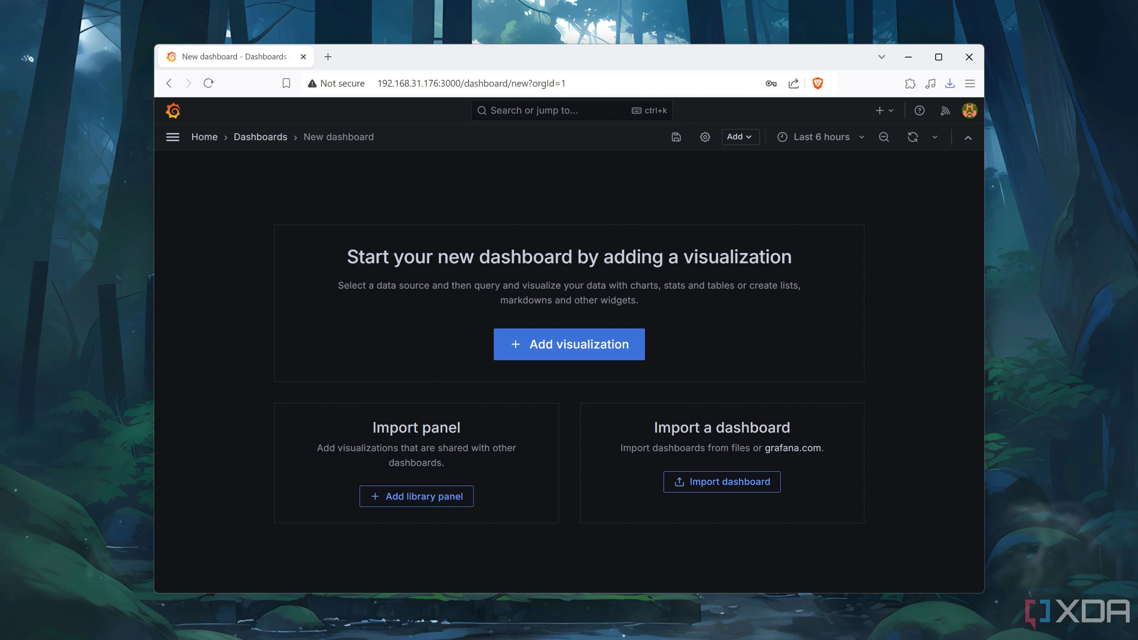 Giao diện bảng điều khiển Grafana đang chạy trên nền tảng Proxmox