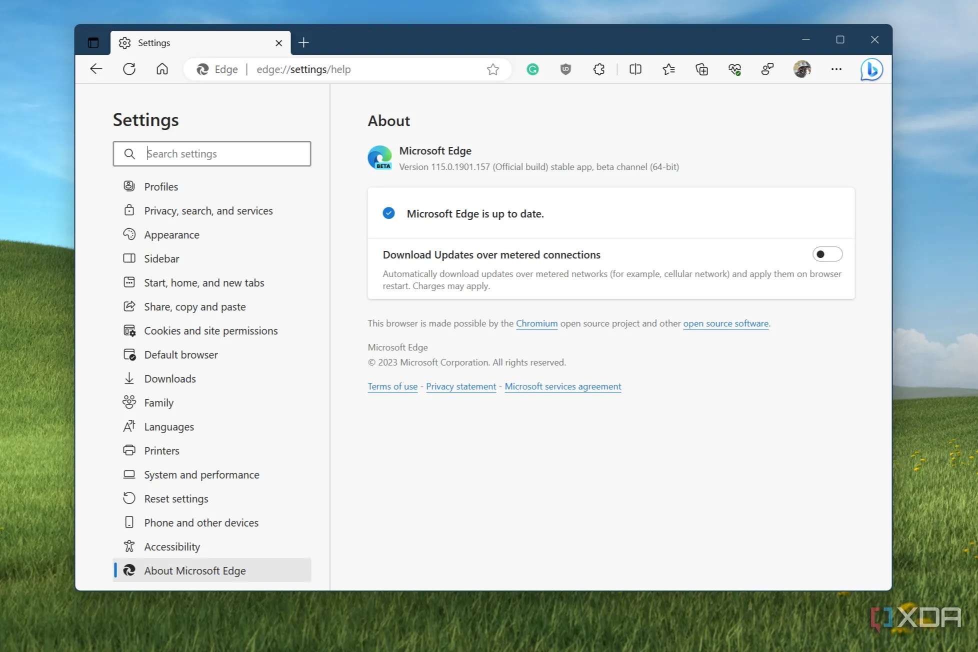 Giao diện cập nhật trình duyệt Microsoft Edge trên hệ điều hành Windows