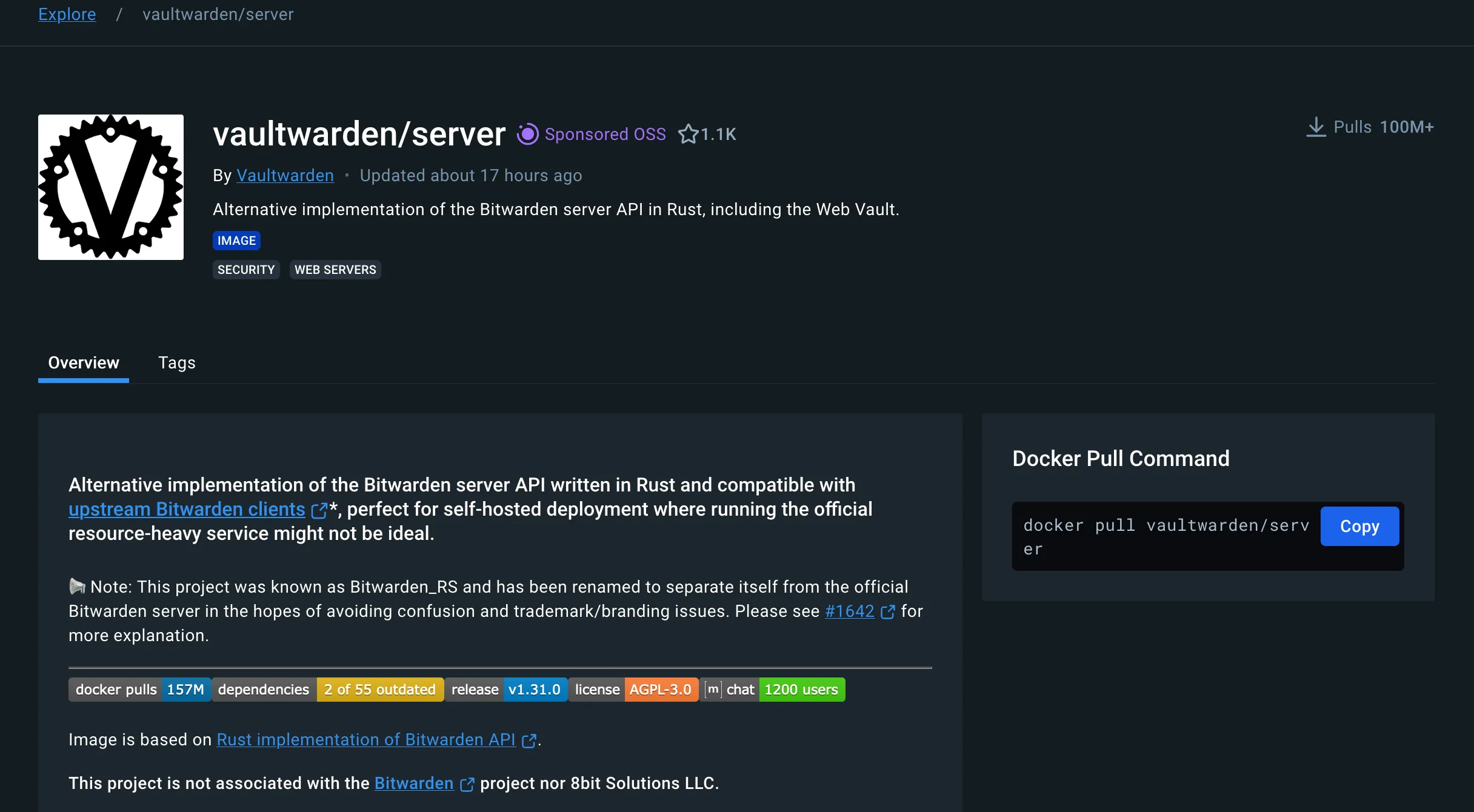 Giao diện cấu hình Bitwarden trên Raspberry Pi thông qua Docker, minh họa giải pháp tự host tiết kiệm chi phí.