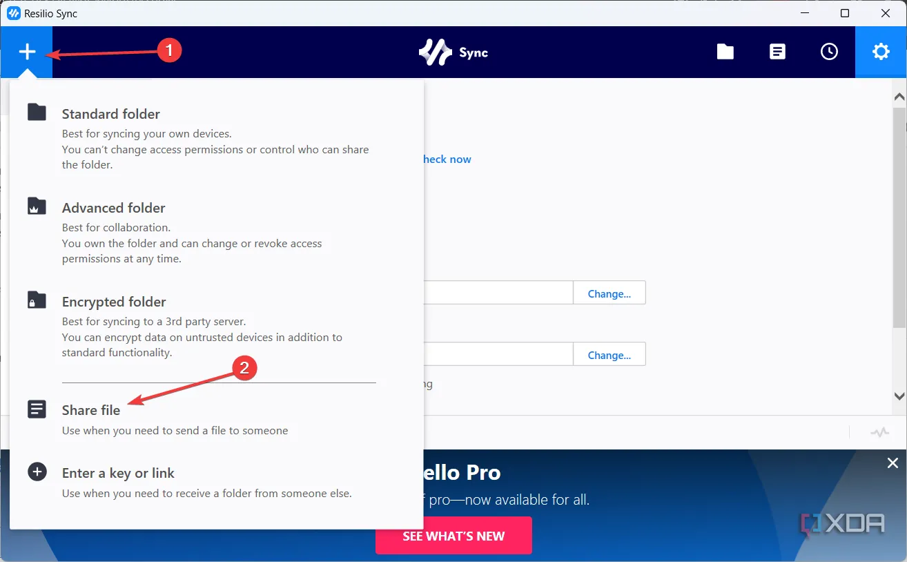 Giao diện chia sẻ tệp tin qua Resilio Sync bằng link độc quyền