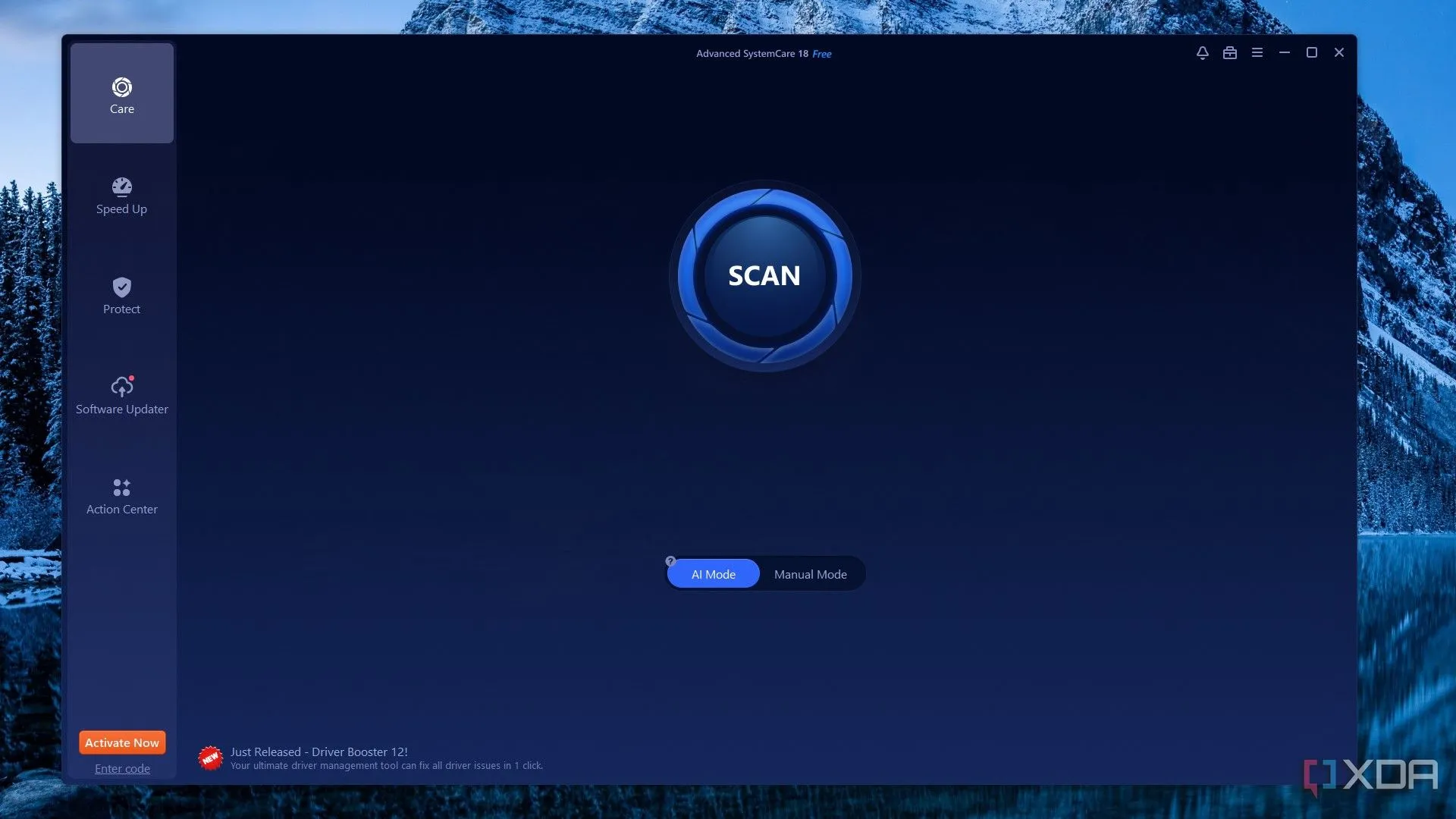 Giao diện chính của Advanced SystemCare 18 Free hiển thị các tùy chọn dọn dẹp và tối ưu hóa hệ thống.