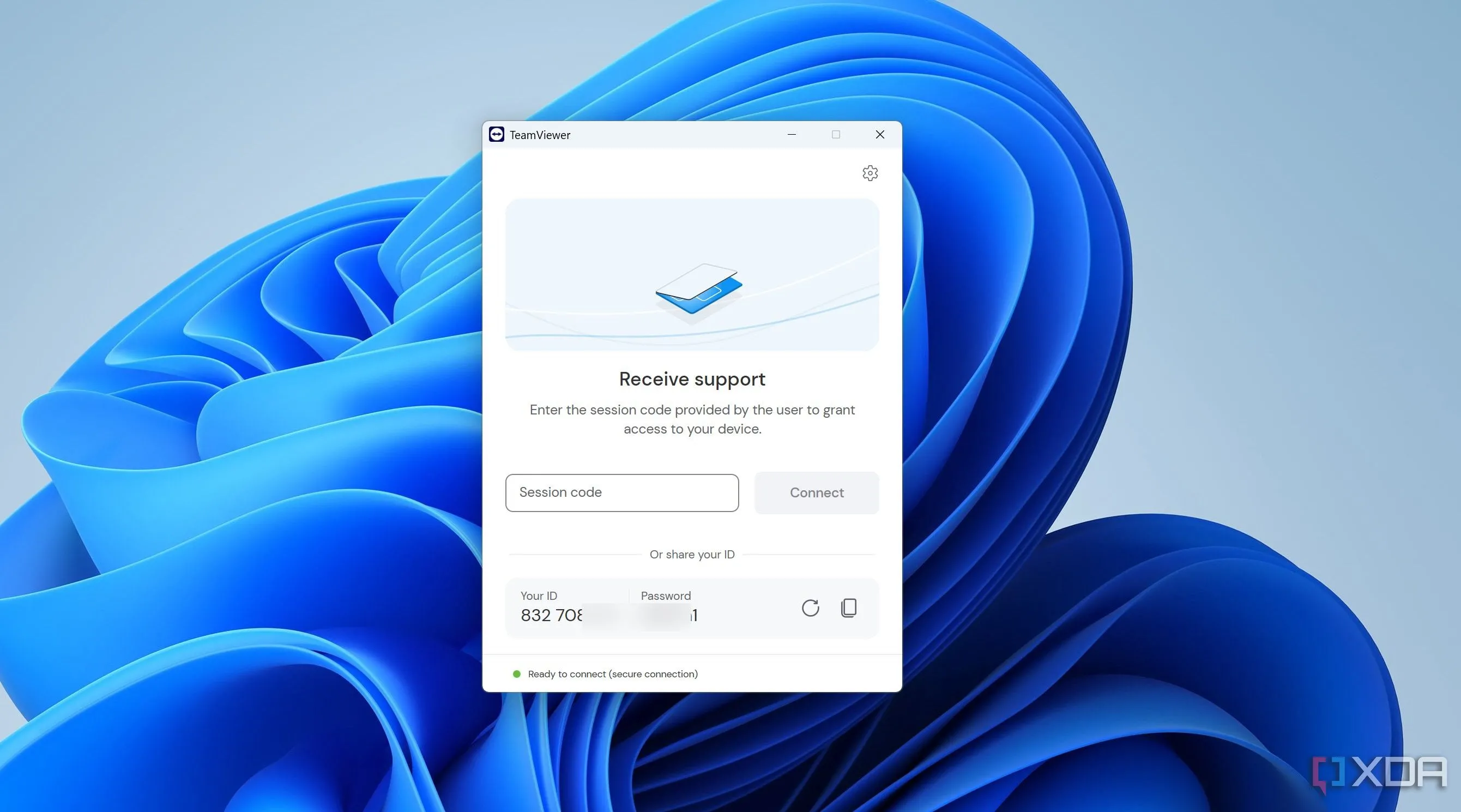 Giao diện chính TeamViewer trong quá trình điều khiển máy tính từ xa