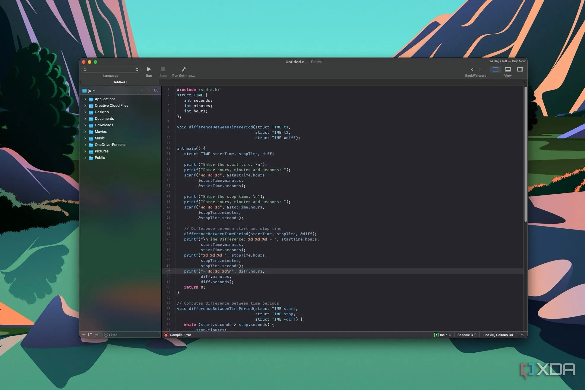 Giao diện CodeRunner trên macOS Sequoia, minh họa việc chạy các đoạn mã PowerShell để tự động hóa