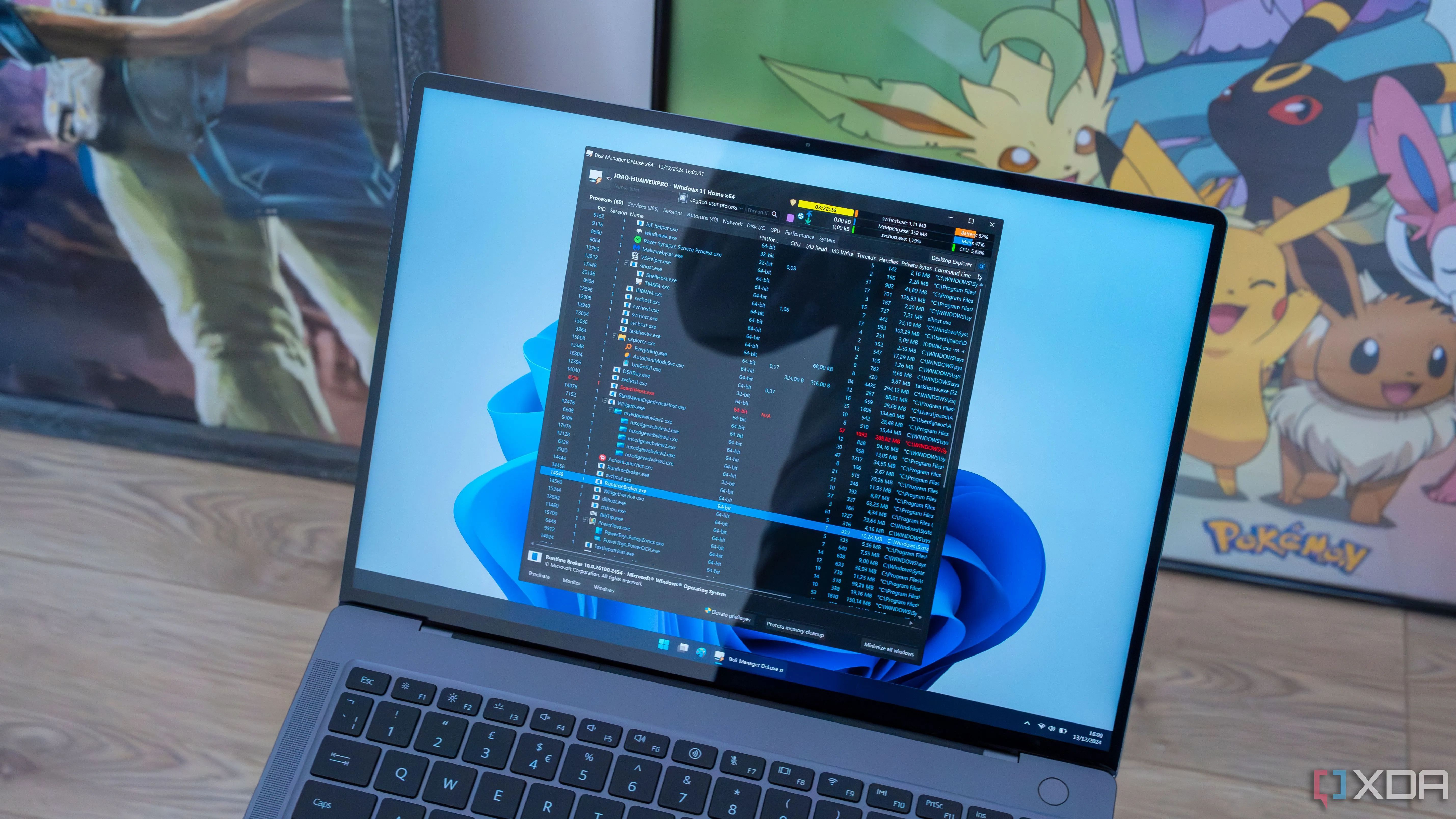Giao diện công cụ thay thế Task Manager trên Windows 11, hiển thị các tiến trình và tài nguyên hệ thống.