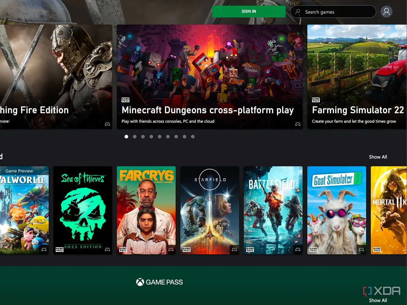 Giao diện đăng nhập dịch vụ Xbox Game Pass Ultimate trên trình duyệt web, thể hiện cách người dùng truy cập thư viện trò chơi.