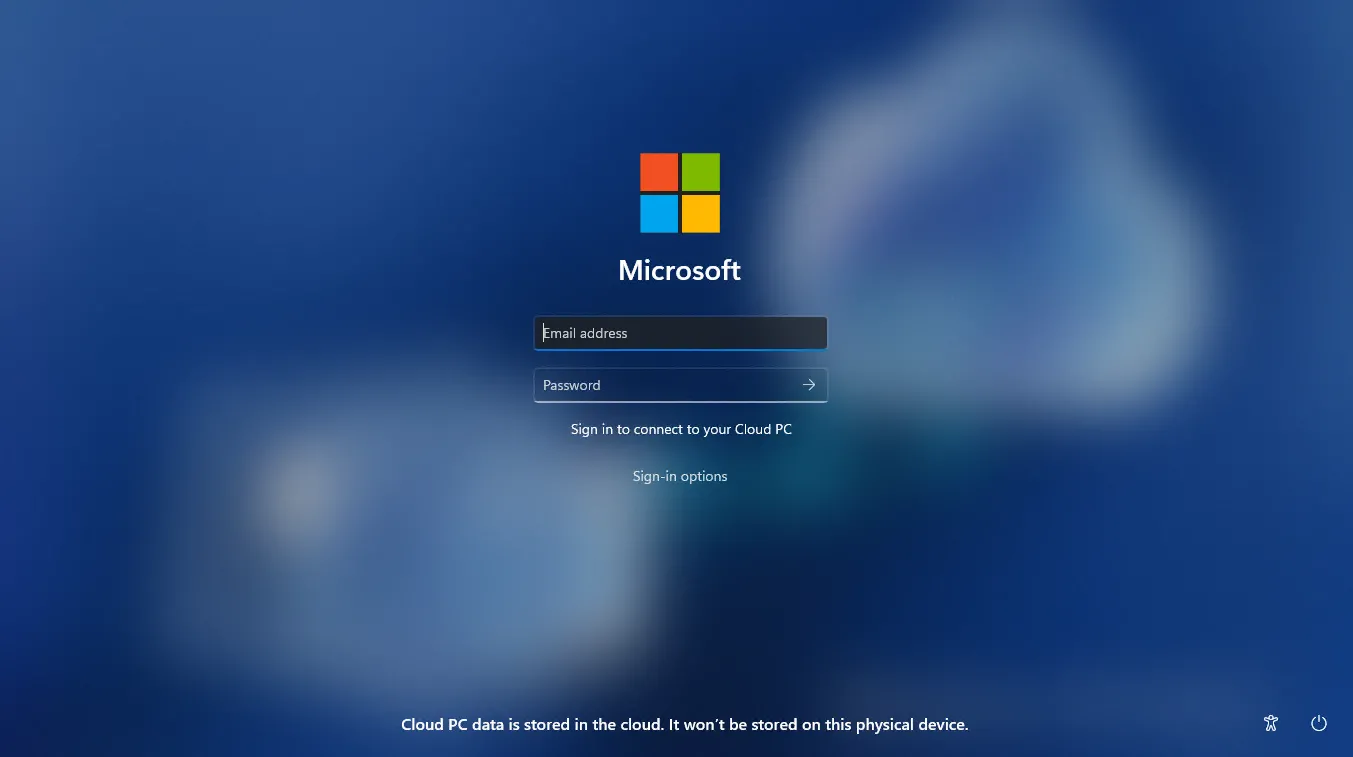 Giao diện đăng nhập Windows 11 với logo tùy chỉnh của Windows 365