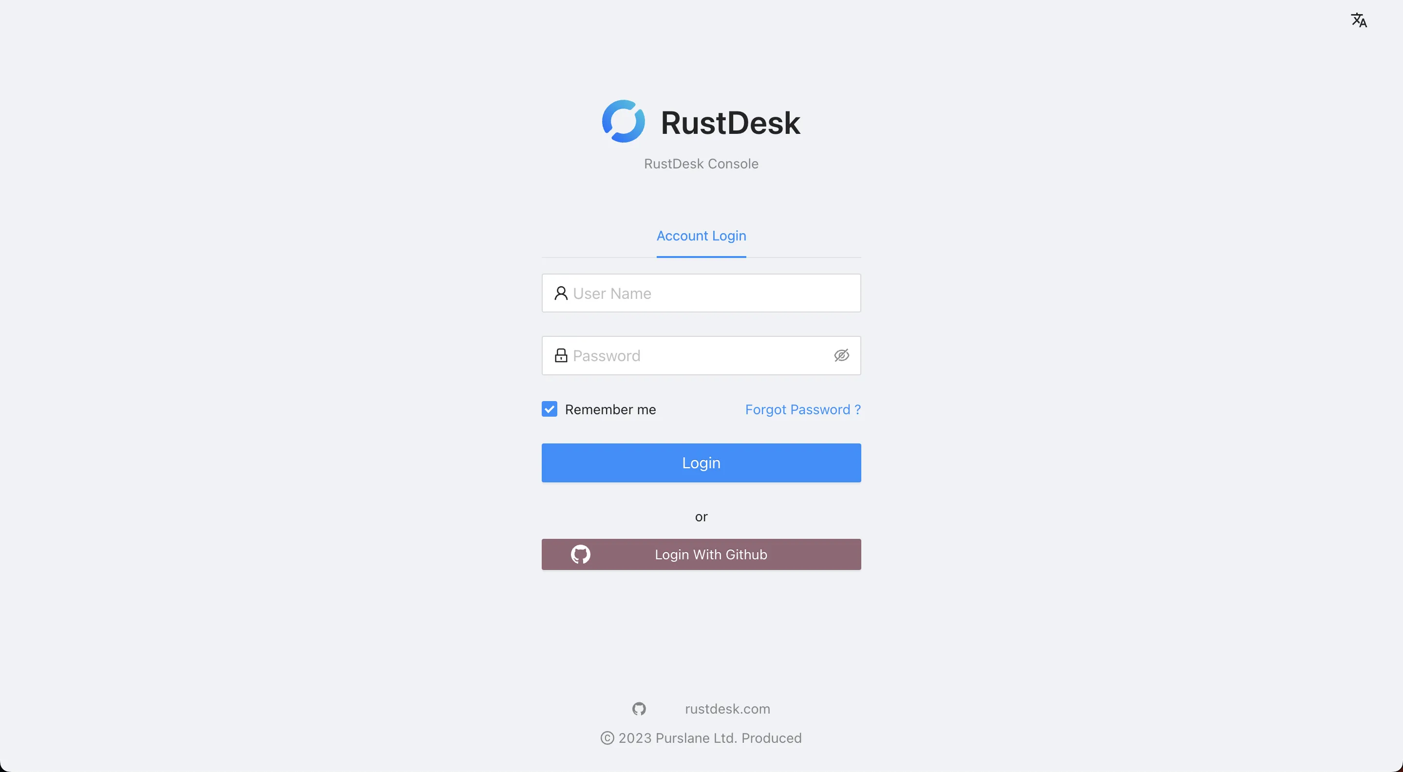 Giao diện điều khiển web của RustDesk trên trình duyệt, minh họa khả năng đa nền tảng