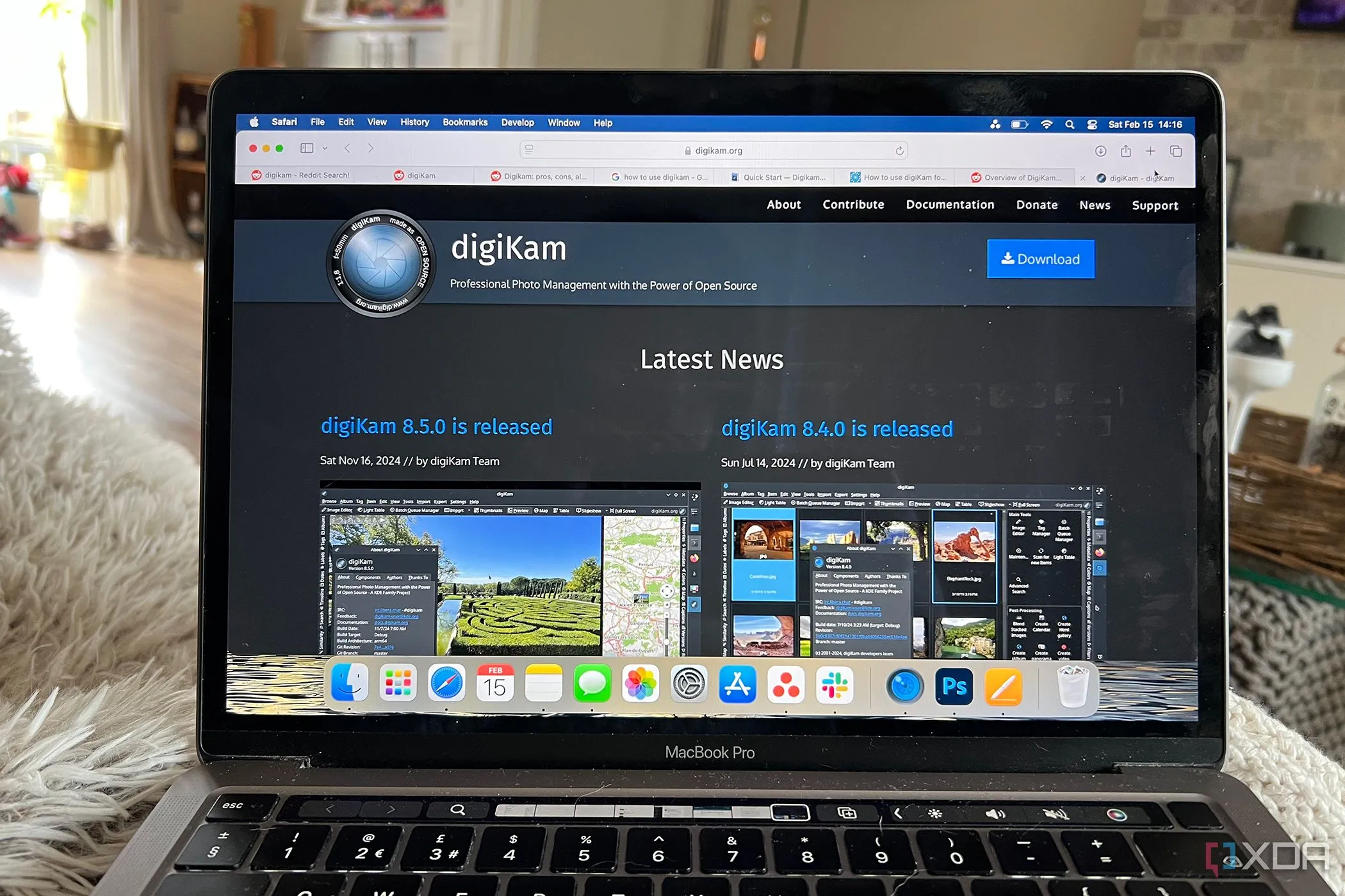 Giao diện DigiKam trên MacBook cho thấy khả năng sao chép website của Darcula-suite 3.0