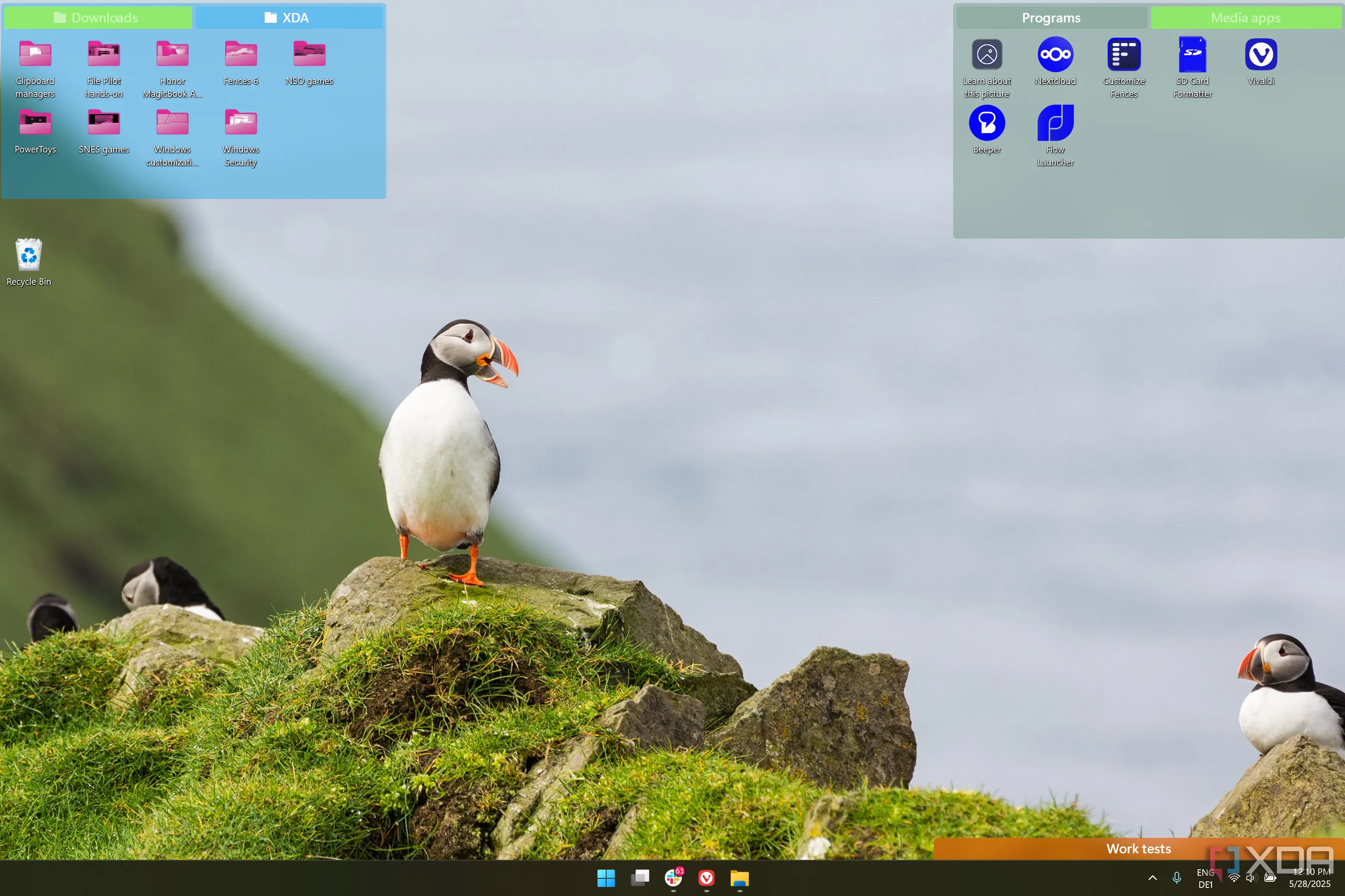Giao diện Fences 6 trên Windows 11 với các khu vực tổ chức icon và tính năng tab mới