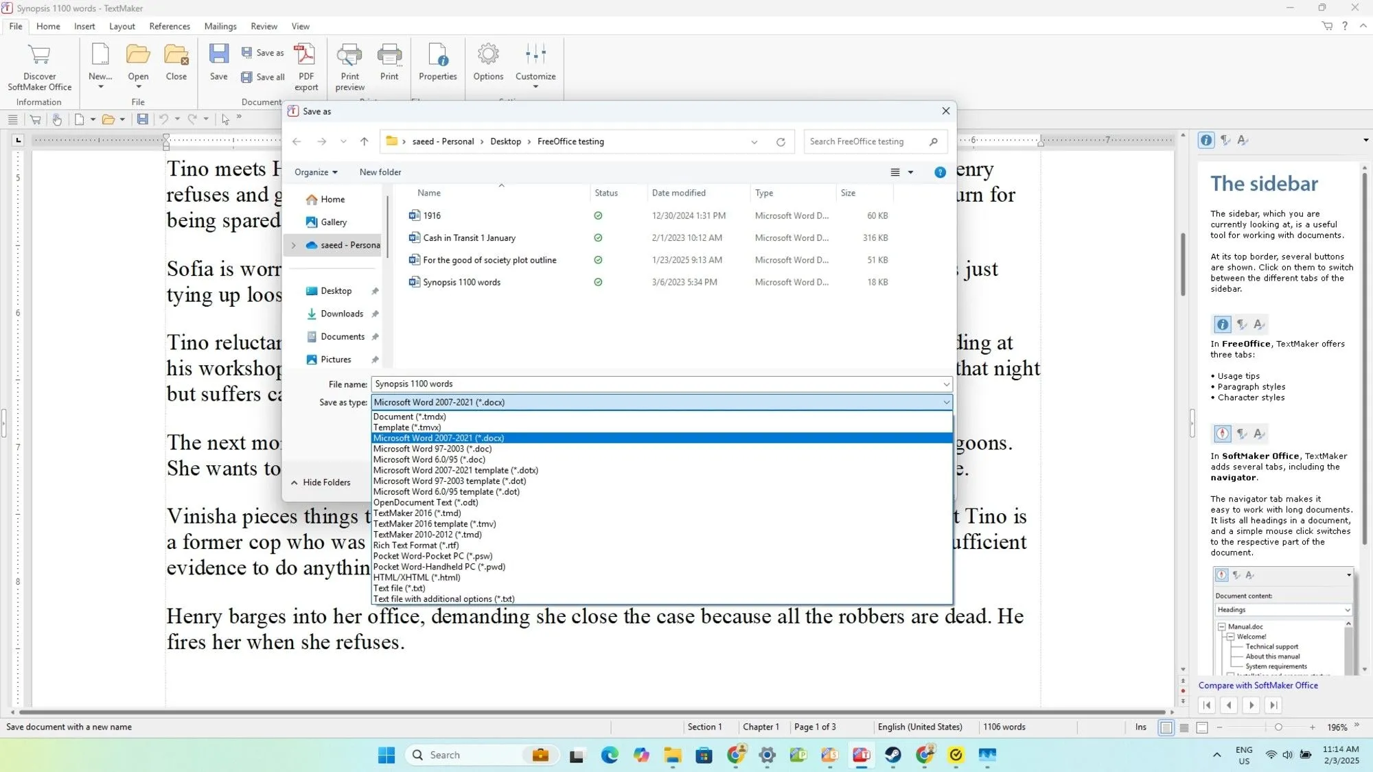 Giao diện FreeOffice hiển thị khả năng tương thích với định dạng tệp Microsoft Office