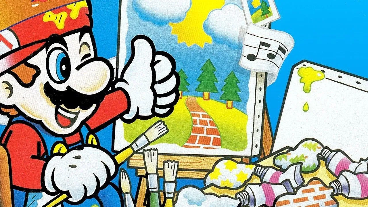 Giao diện game Mario Paint trên Super Nintendo, minh họa khả năng sáng tạo