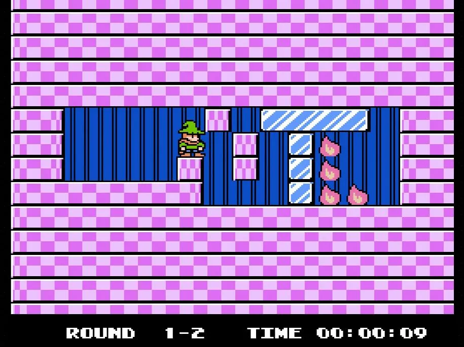 Giao diện giải đố của game Fire 'n Ice trên NES, đòi hỏi chiến thuật thông minh