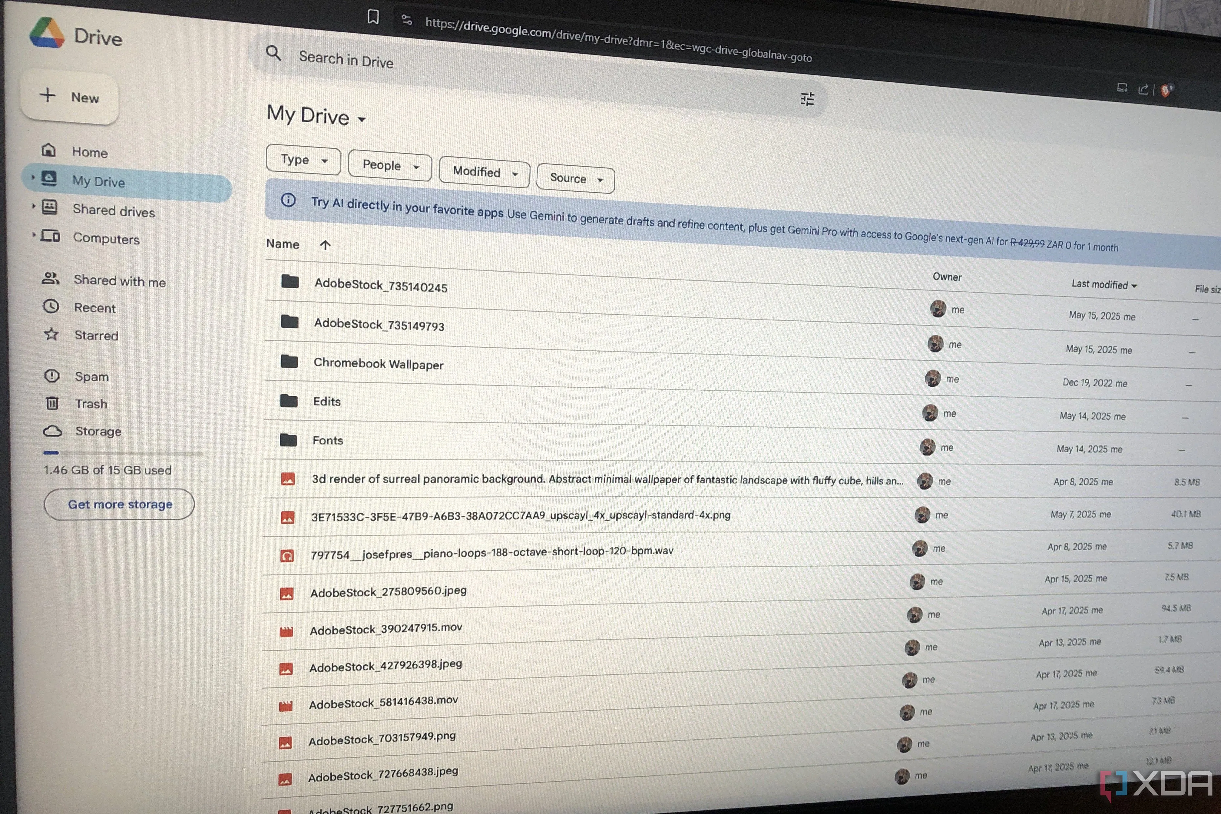 Giao diện Google Drive hiển thị các tệp tin trên máy tính, minh họa sự phụ thuộc vào đám mây