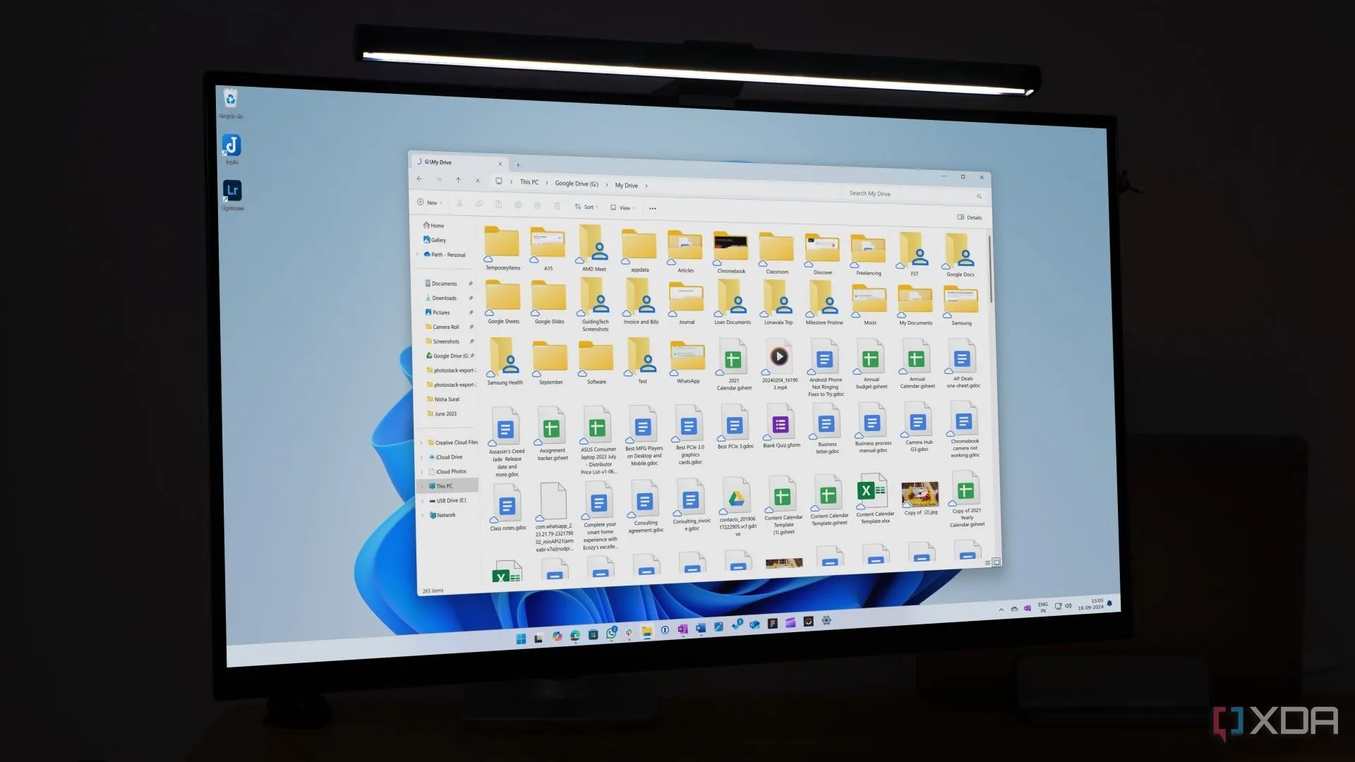 Giao diện Google Drive trên máy tính Windows, hiển thị các thư mục và tệp tin được sắp xếp