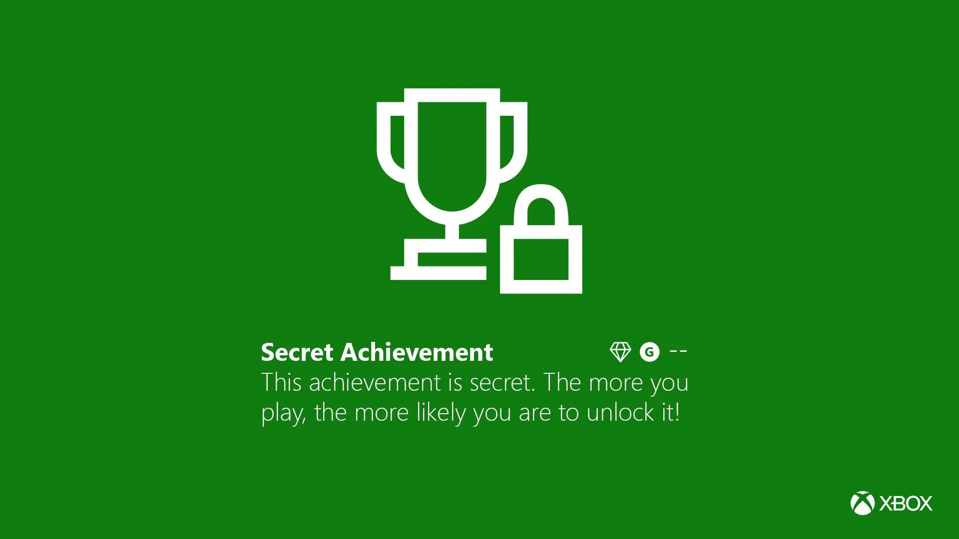 Giao diện hiển thị một thành tựu bí mật (secret achievement) đã hoàn thành trên Xbox, cho thấy hệ thống thành tích hiện tại.