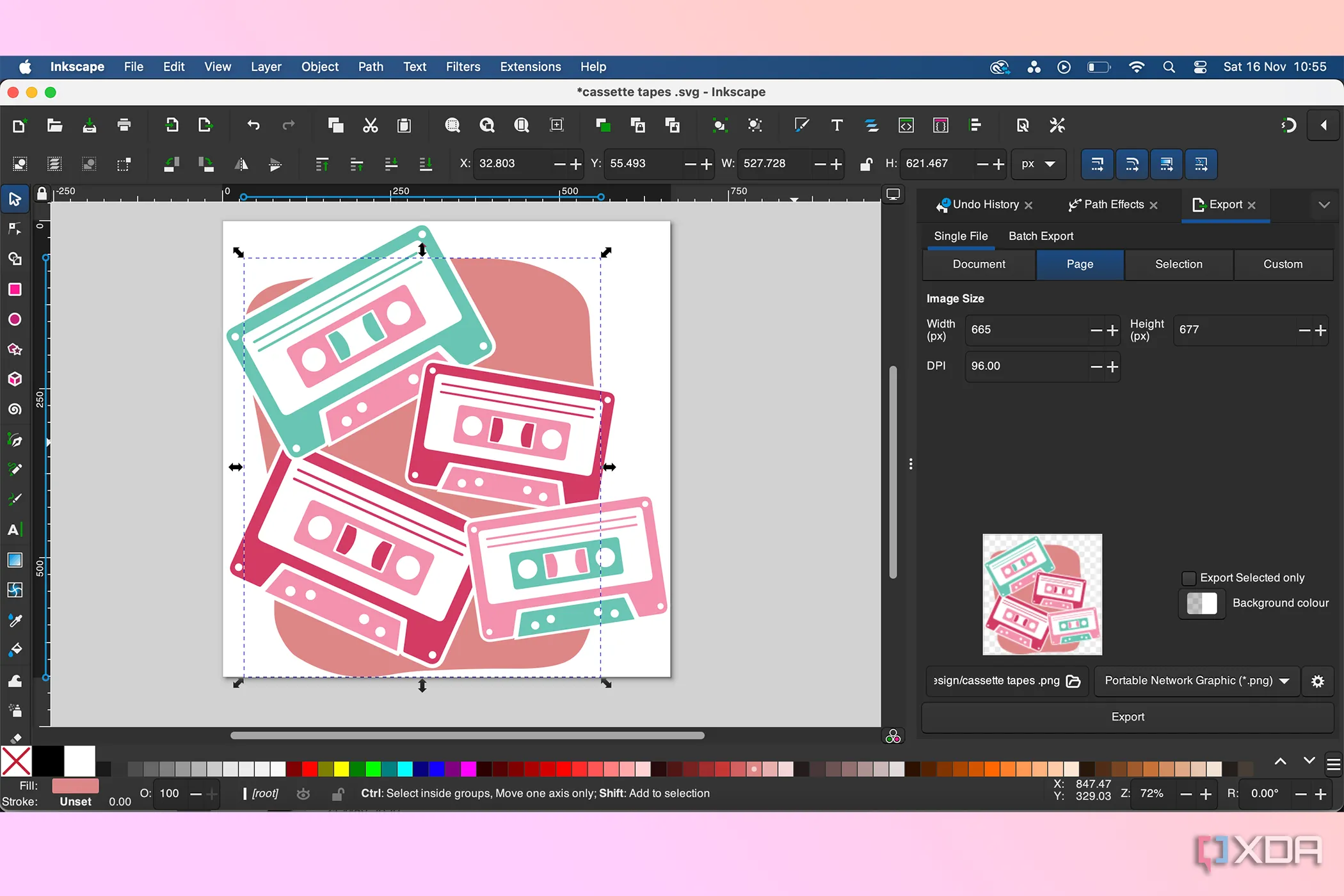 Giao diện Inkscape hiển thị thiết kế vector định dạng SVG trên bảng vẽ