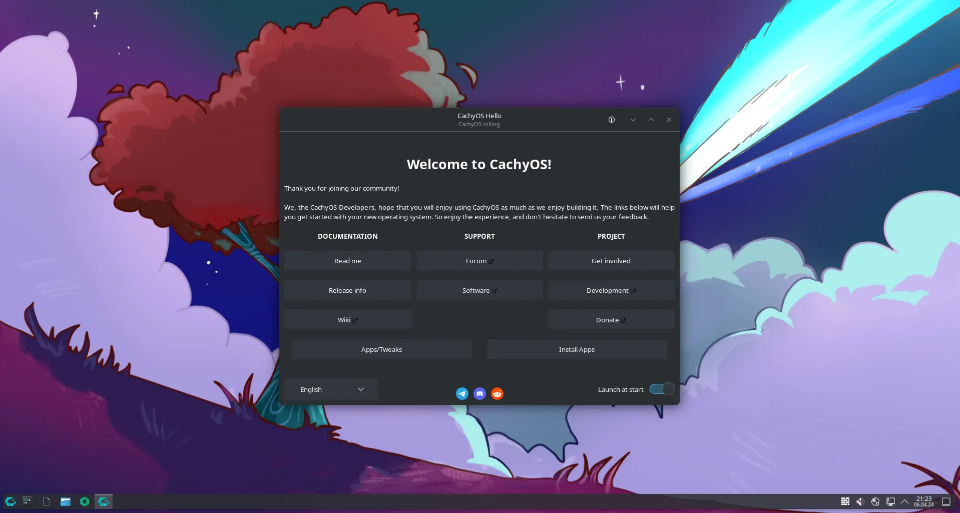 Giao diện KDE Plasma mặc định trên CachyOS, thể hiện sự tùy biến