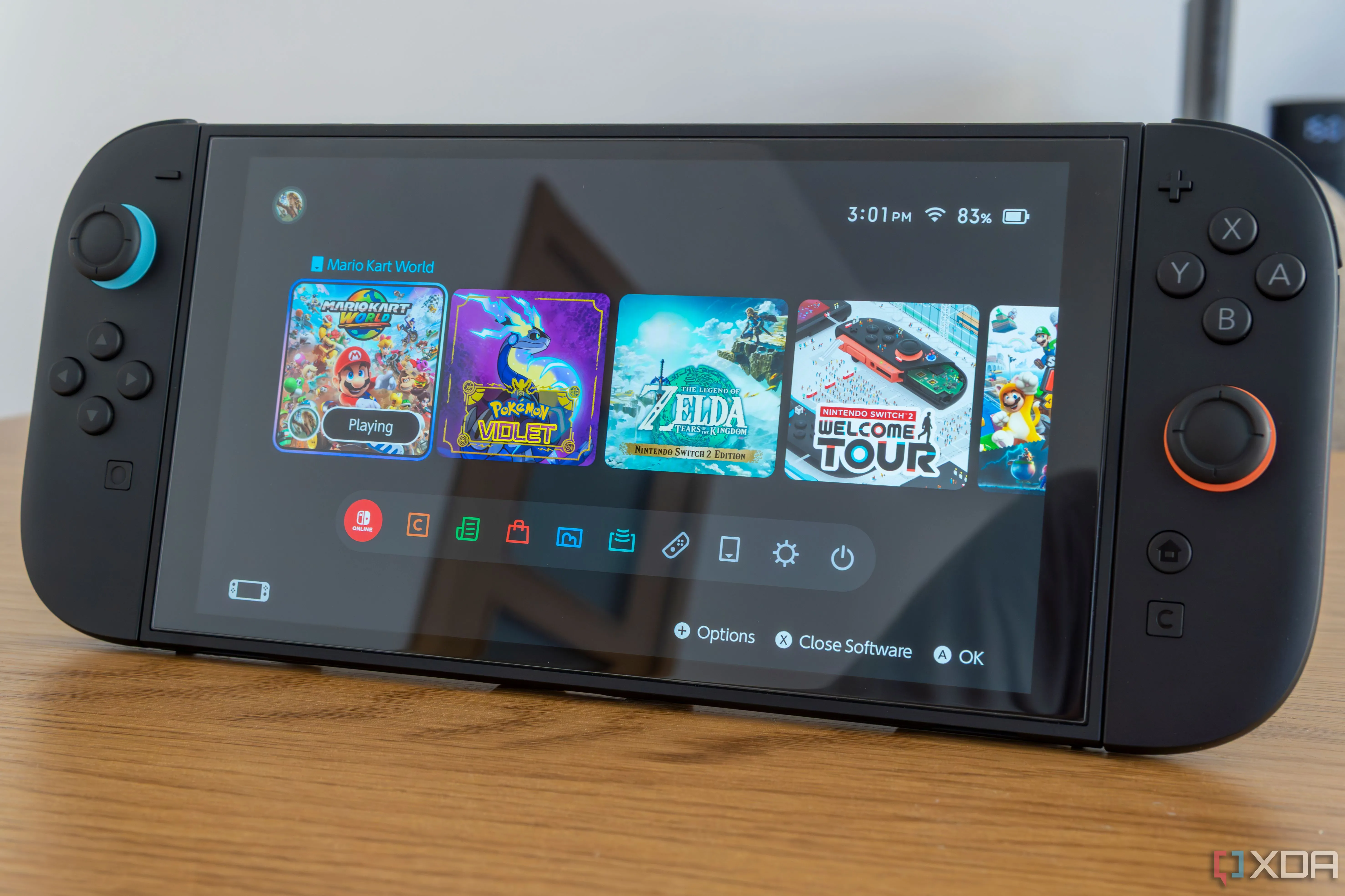 Giao diện menu chính của Nintendo Switch 2, thể hiện một nền tảng mới có thể dẫn đến việc phân chia các hạng mục speedrun.