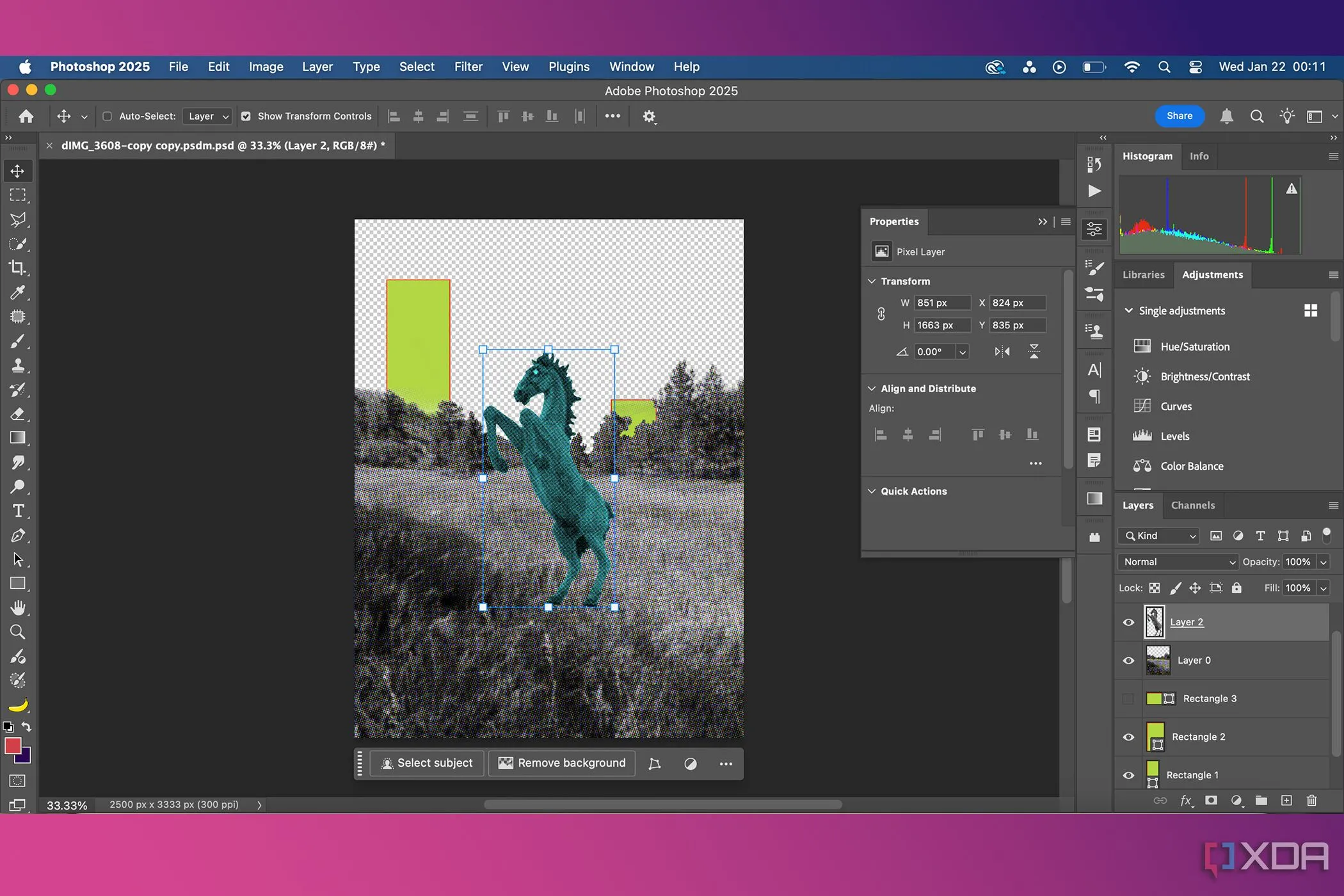 Giao diện người dùng của Photoshop với bảng điều khiển thuộc tính (properties panel) mở, minh họa sự trực quan và tùy chỉnh linh hoạt.