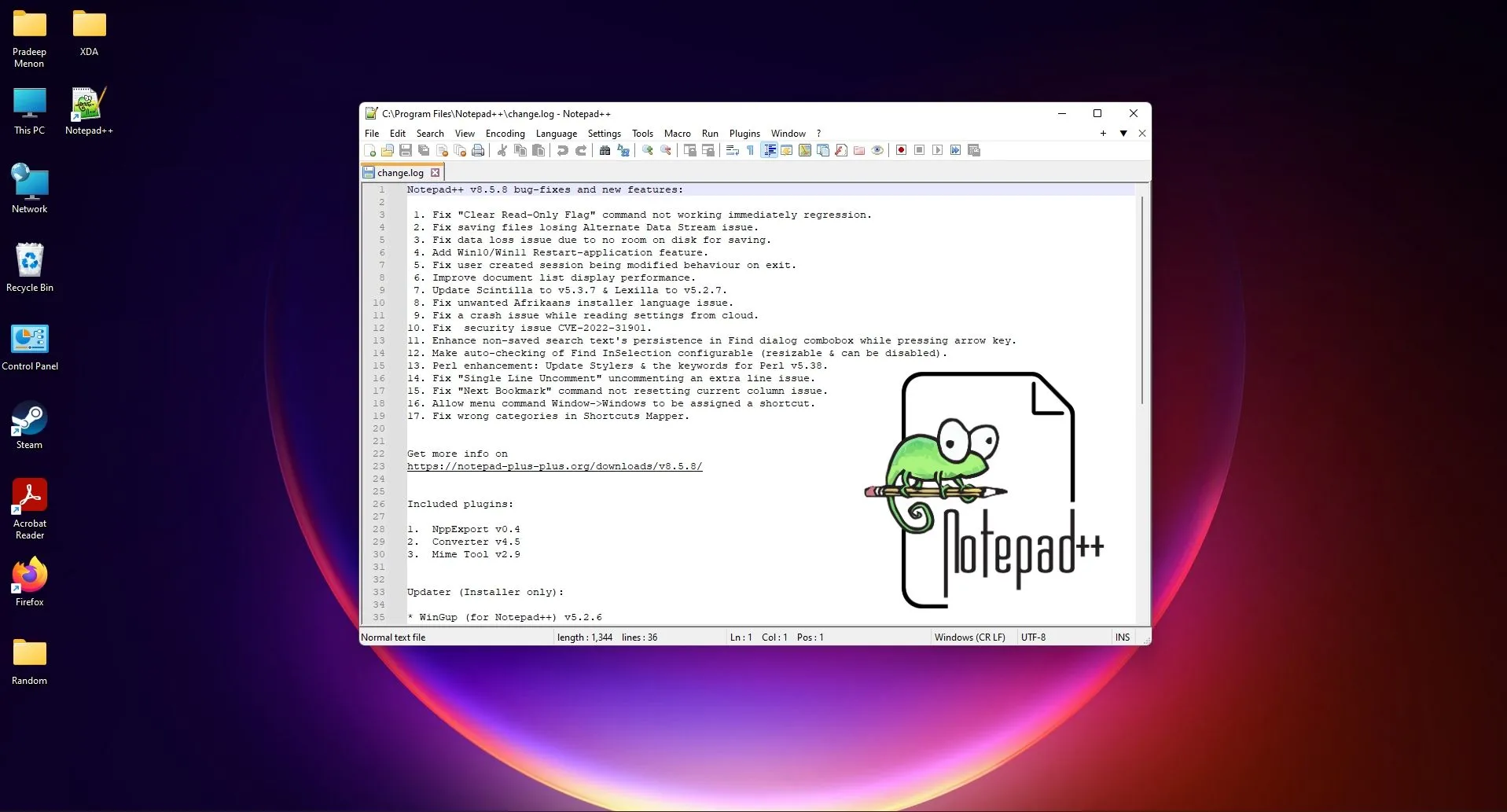 Giao diện Notepad++ hiển thị code với tính năng tô sáng cú pháp