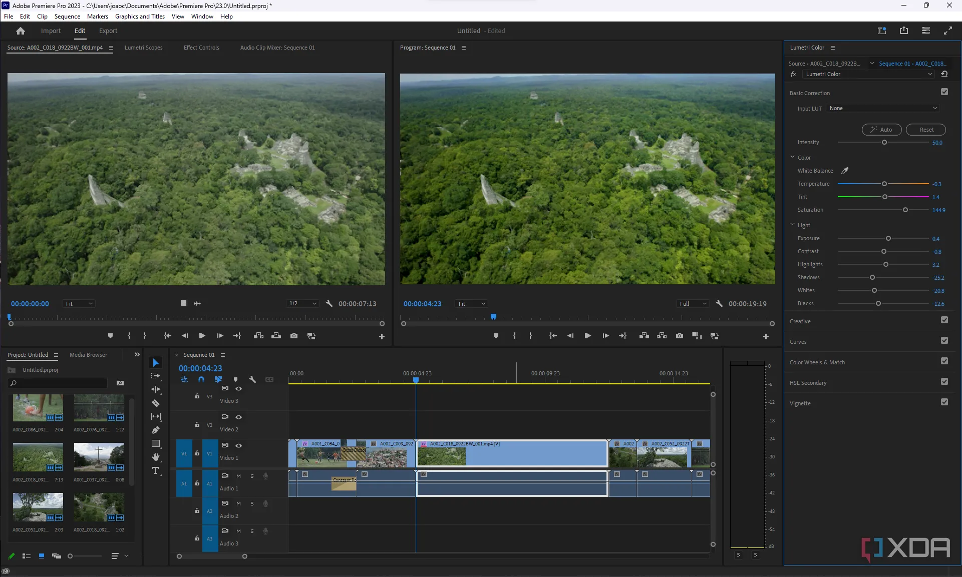 Giao diện phần mềm Adobe Premiere Pro minh họa hiệu suất chỉnh sửa video của Ryzen 7 5800X3D