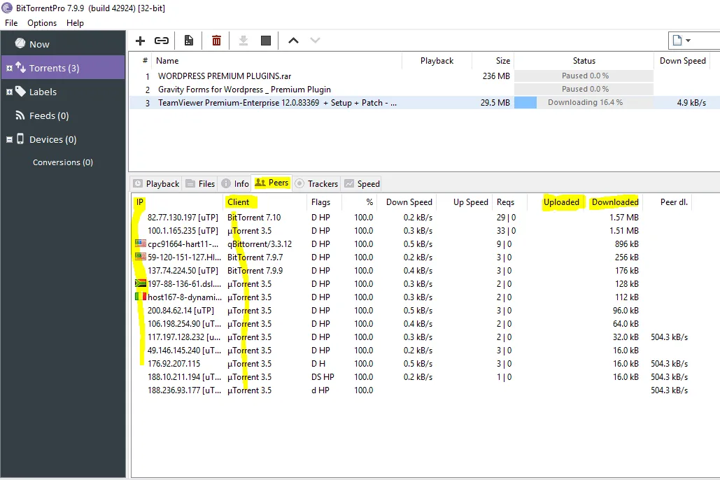 Giao diện phần mềm BitTorrent đang tải xuống, minh họa cho vấn nạn game lậu trong những năm 2000