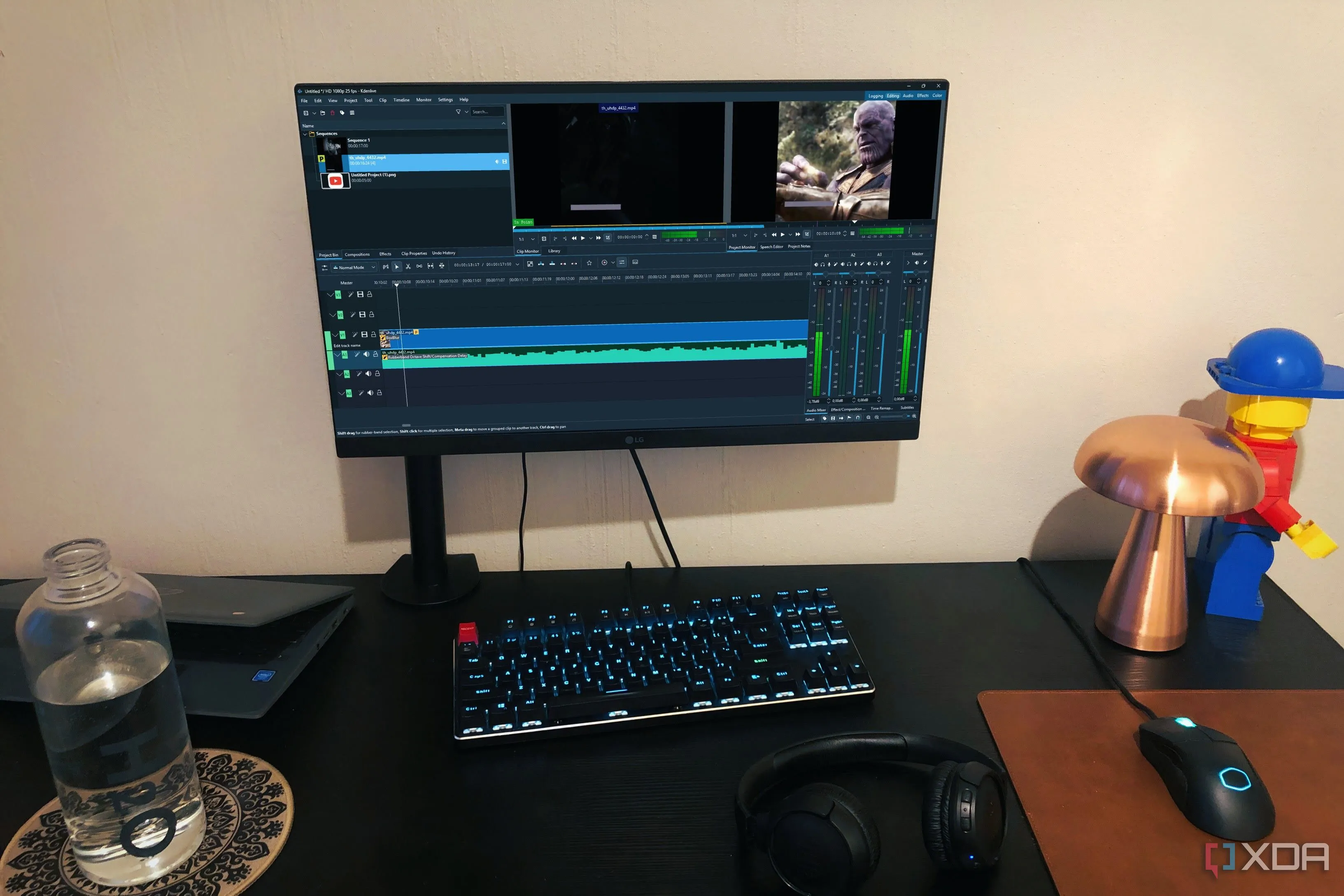 Giao diện phần mềm chỉnh sửa video Kdenlive trên máy tính để bàn