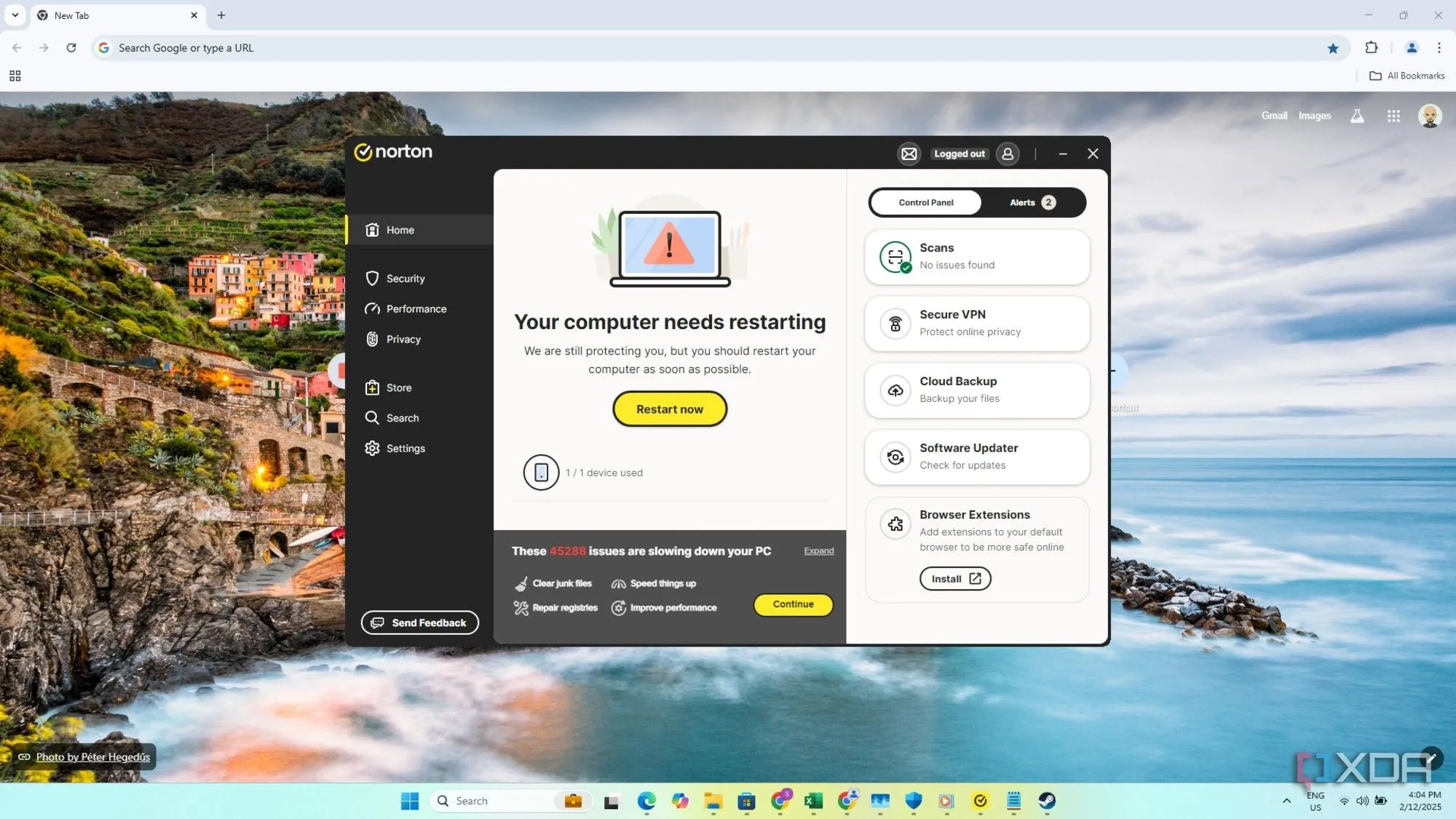 Giao diện phần mềm diệt virus Norton trên màn hình máy tính