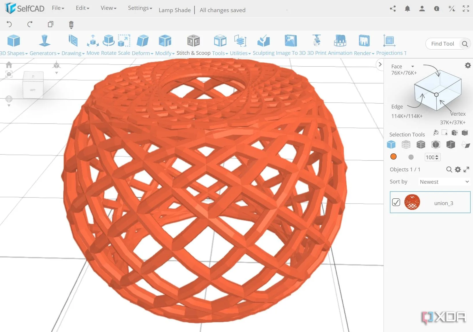 Giao diện phần mềm thiết kế 3D đang tạo mô hình để in 3D
