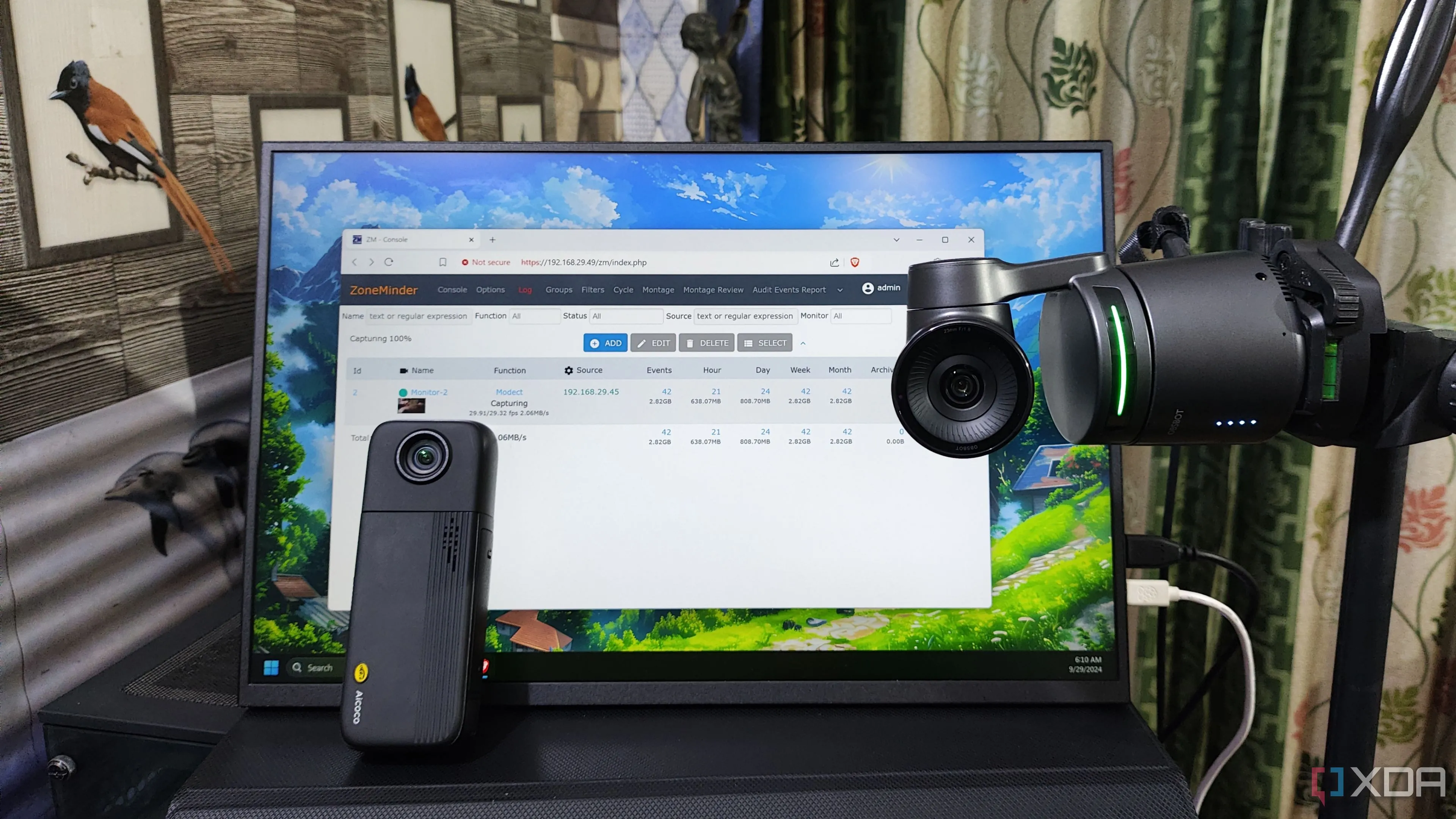 Giao diện Proxmox đang được sử dụng để xây dựng máy chủ ZoneMinder, quản lý dữ liệu camera an ninh.