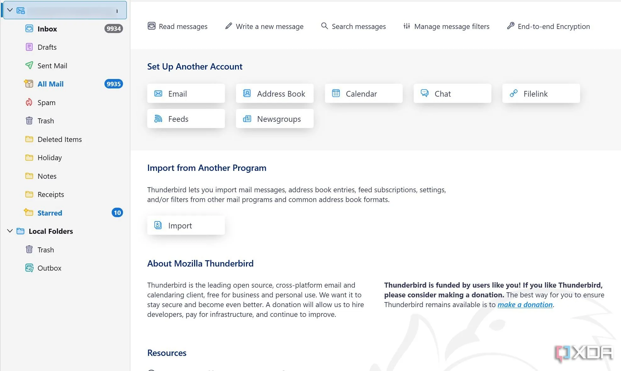 Giao diện thiết lập tài khoản email trên Mozilla Thunderbird, minh họa khả năng dễ dàng kết nối và quản lý nhiều tài khoản.
