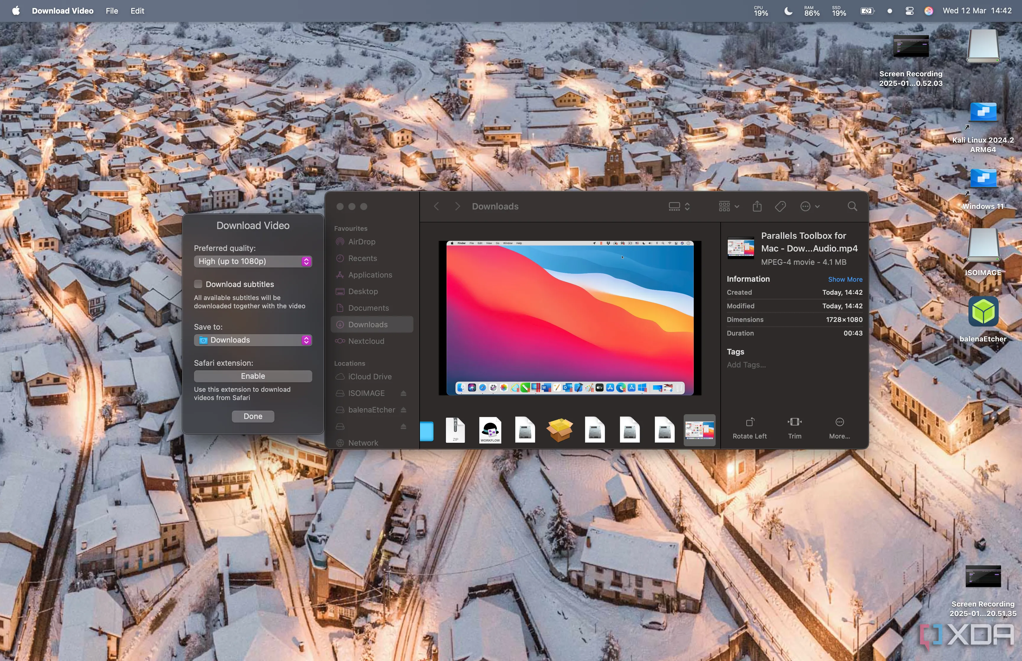 Giao diện tính năng Download Video của Parallels Toolbox cho phép người dùng dán liên kết video để tải về