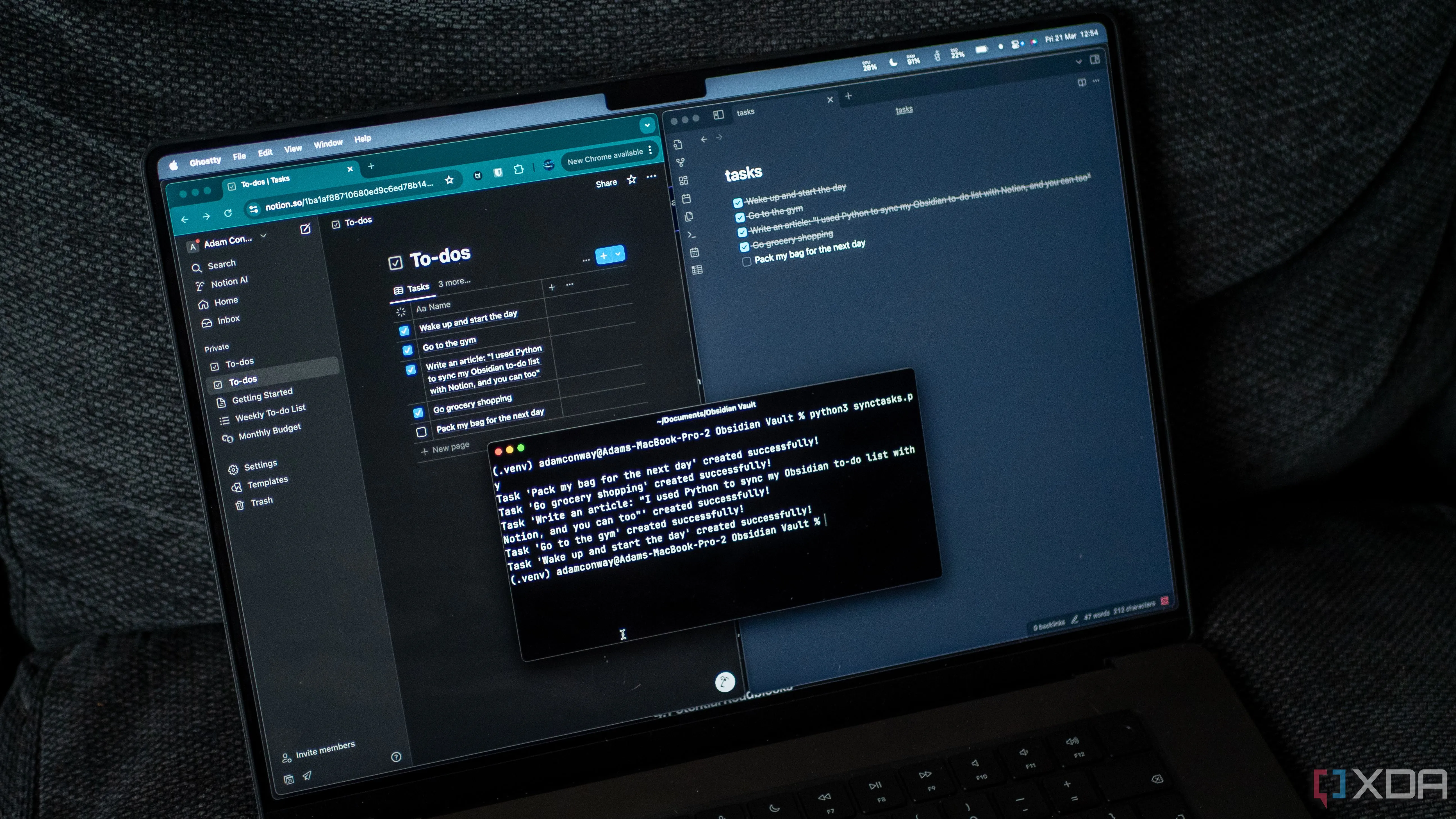 Giao diện ứng dụng Obsidian trên MacBook, minh họa cách tổ chức ghi chú và xây dựng hệ thống kiến thức cá nhân