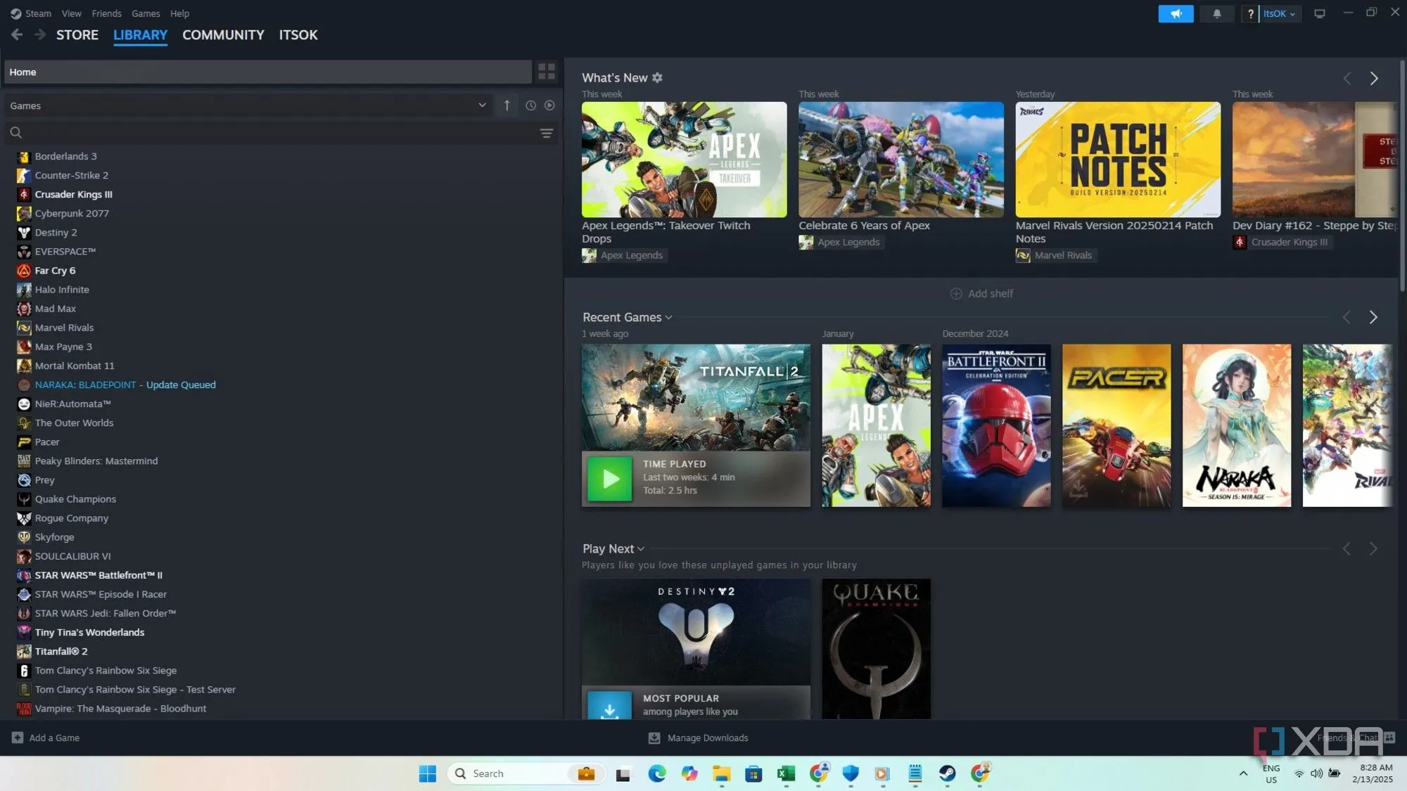 Giao diện ứng dụng Steam trên Windows