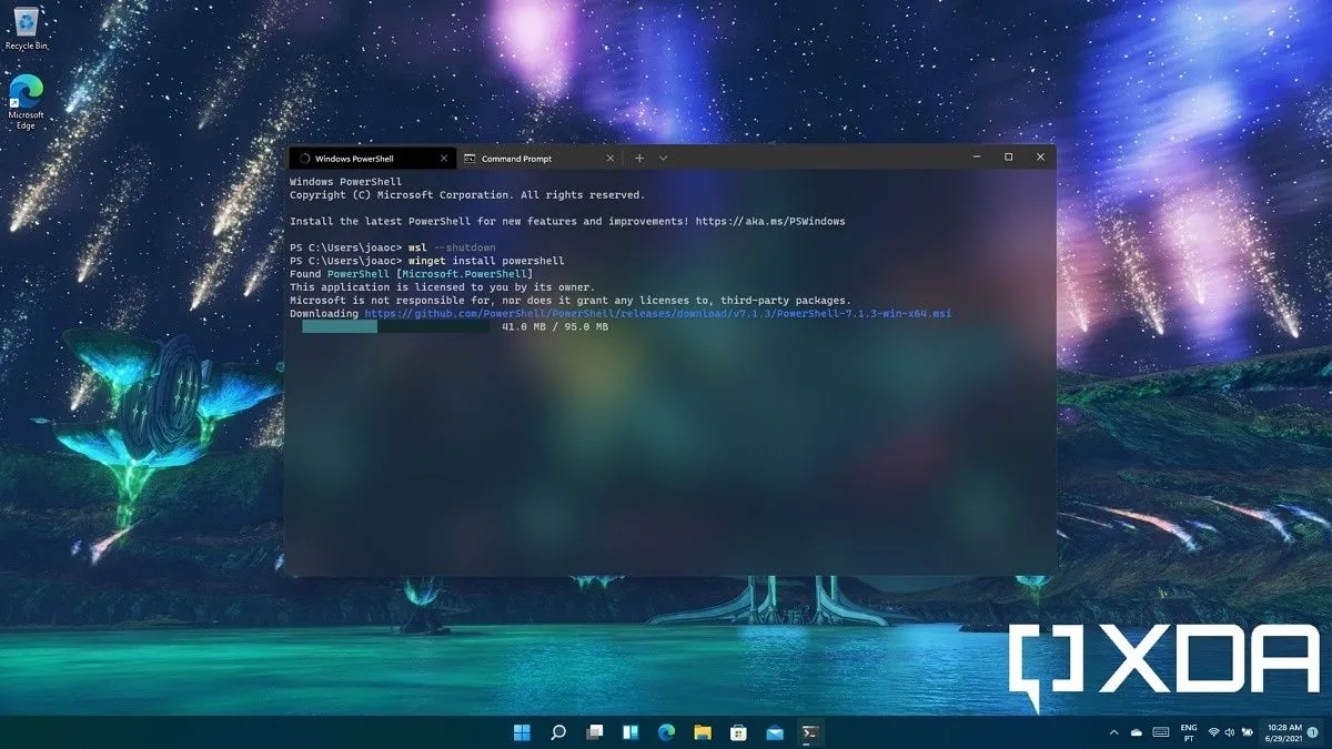 Giao diện ứng dụng Windows Terminal hoạt động trên Windows 11