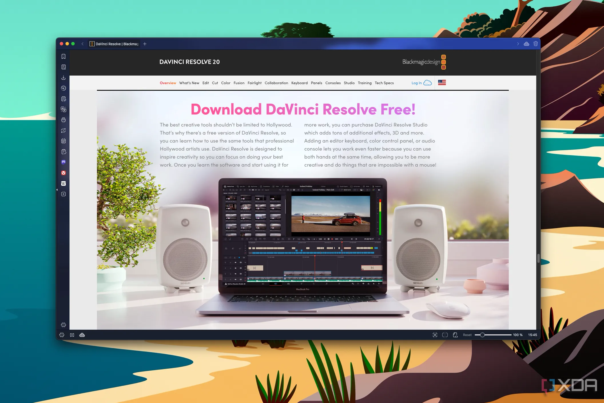 Giao diện website DaVinci Resolve khẳng định phiên bản miễn phí dễ dàng tải xuống